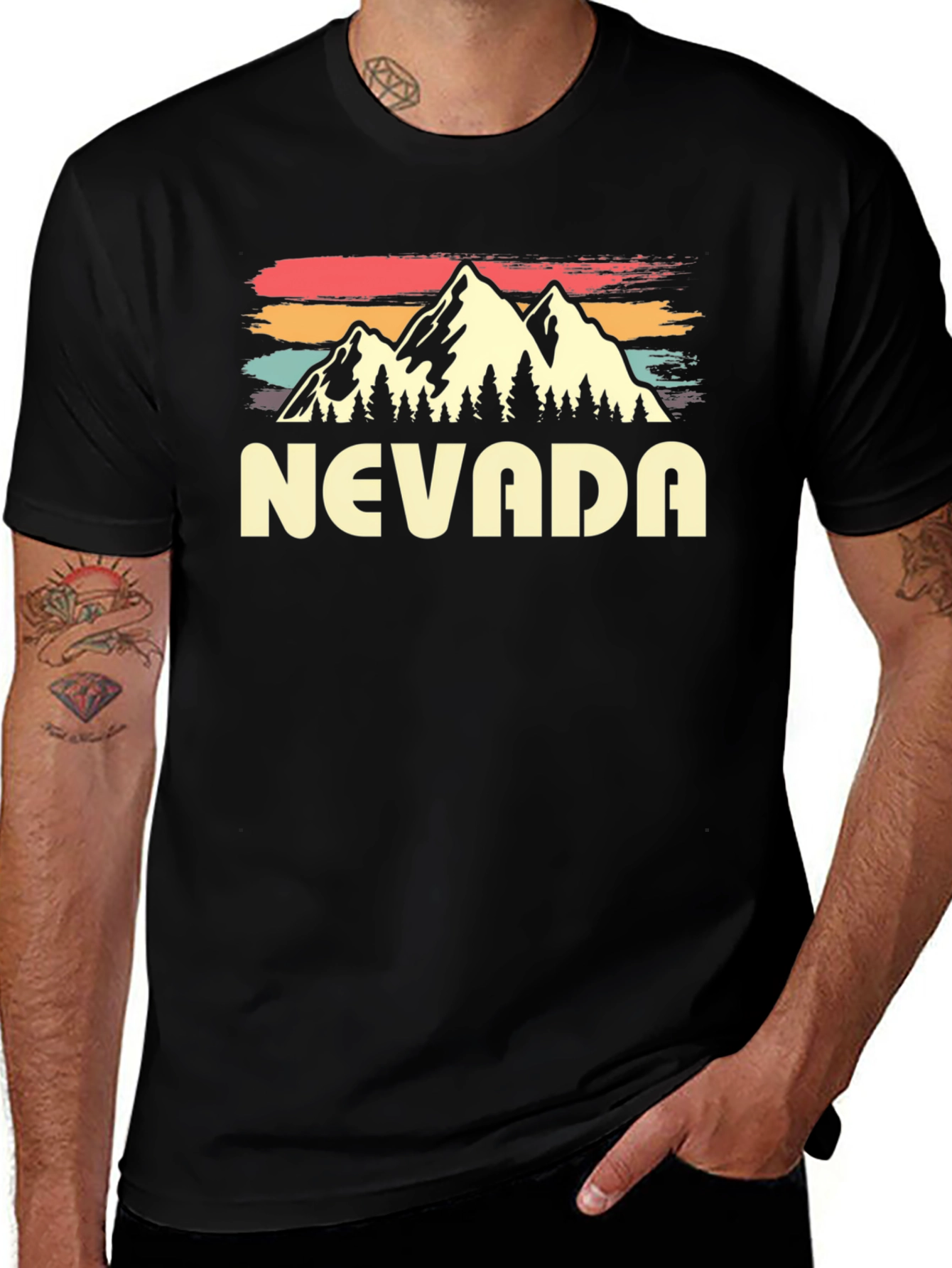 Nevada Retro Graphic T-Shirt - Mountain Design
