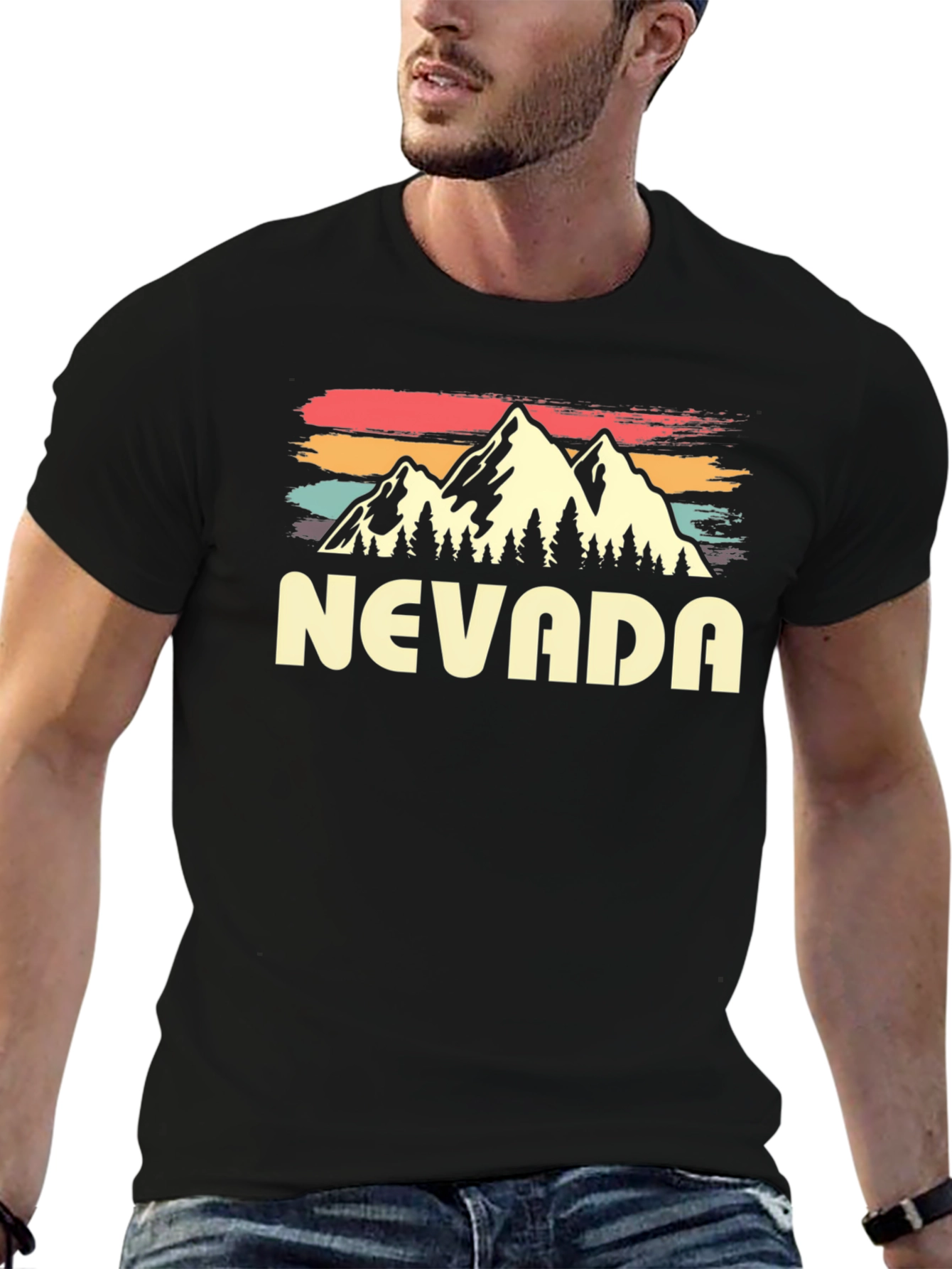 Nevada Retro Graphic T-Shirt - Mountain Design