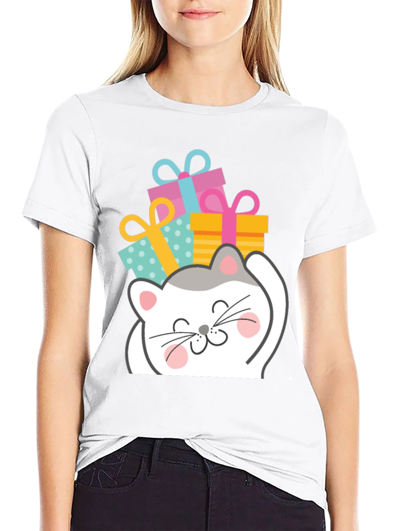 Cute Cat with Gifts T-Shirt