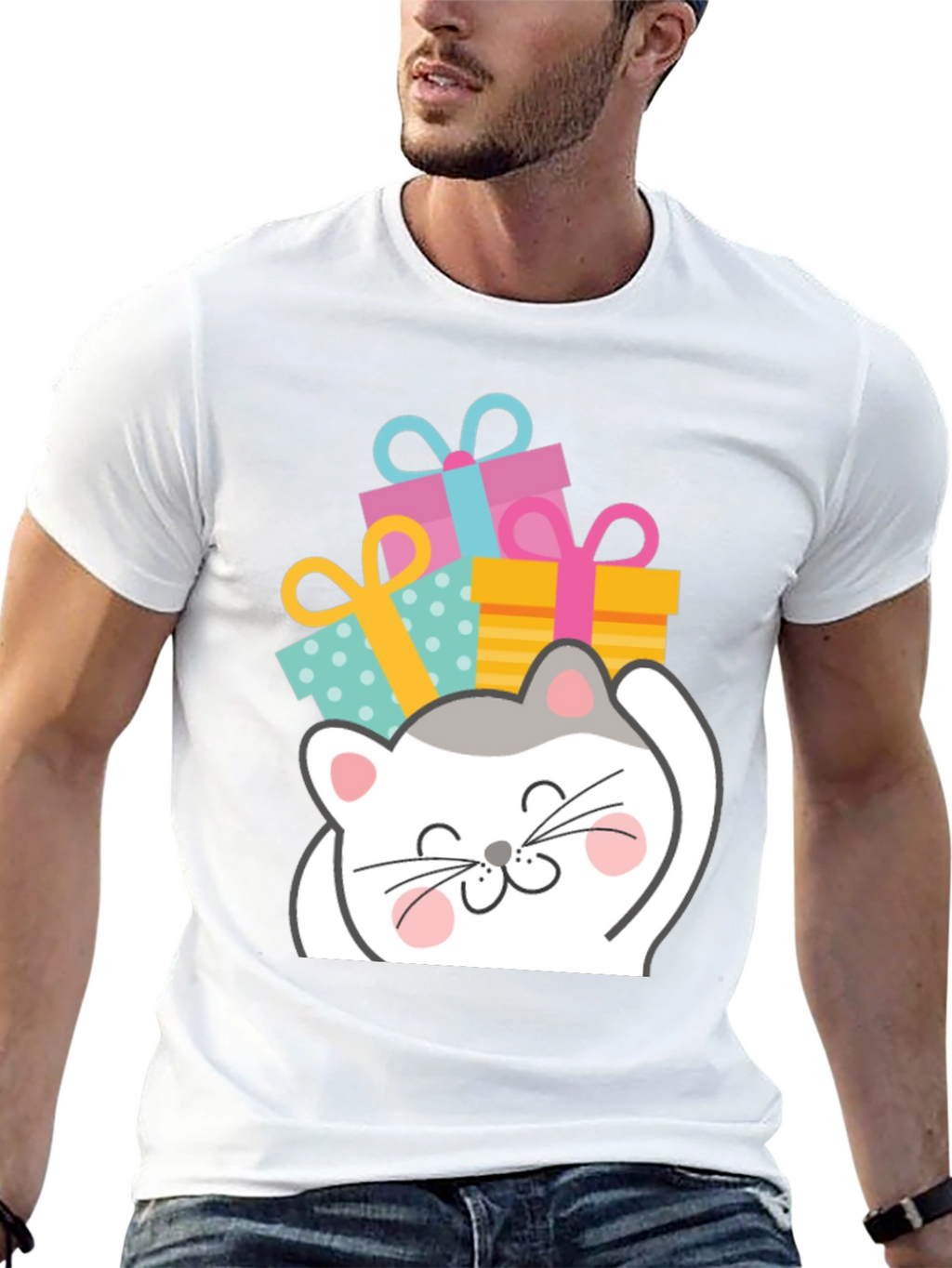 Cute Cat with Gifts T-Shirt