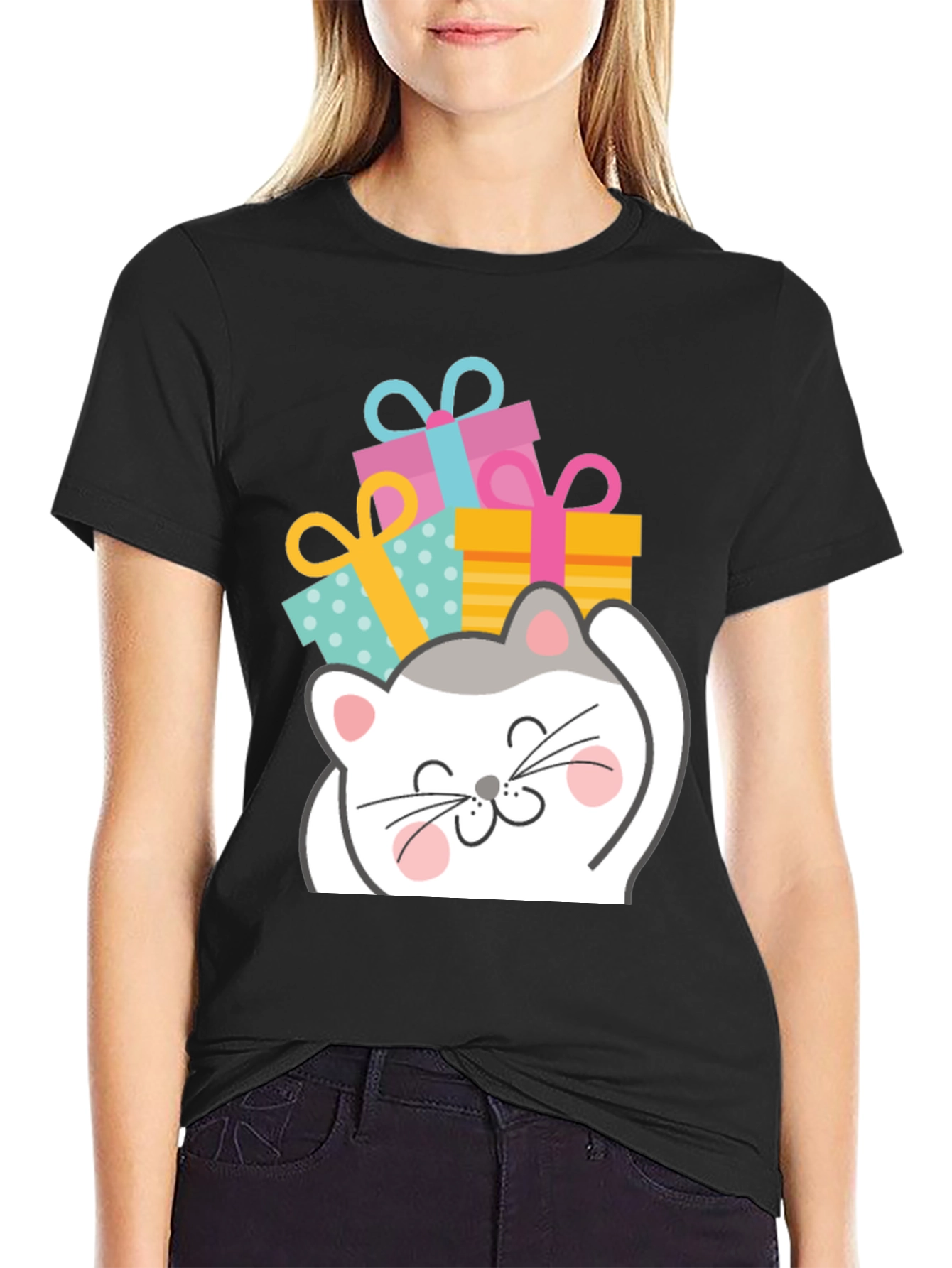 Cute Cat with Gifts T-Shirt