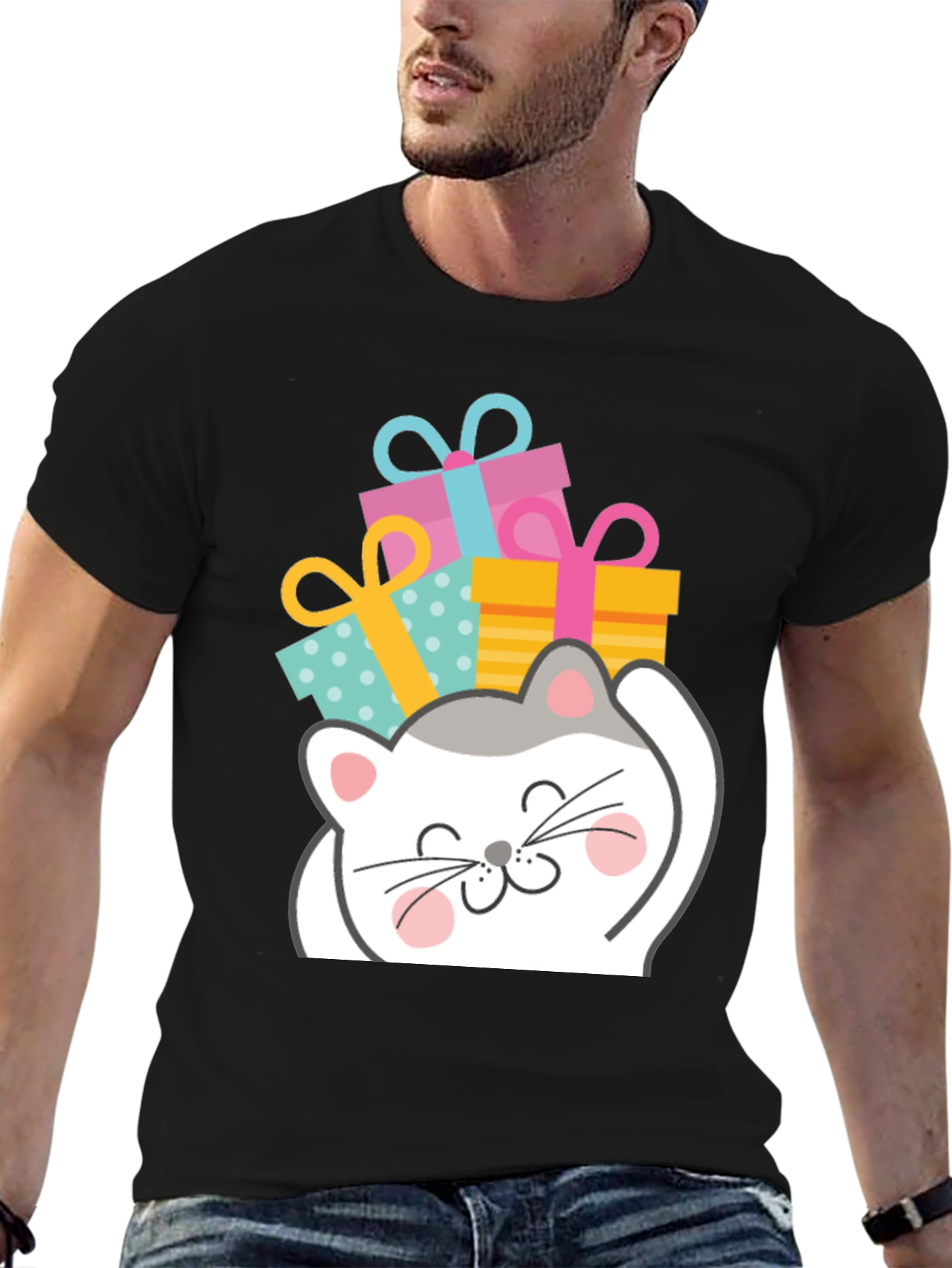 Cute Cat with Gifts T-Shirt