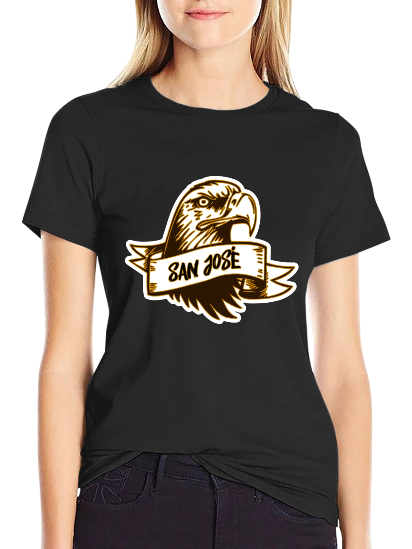 San Jose Eagle Graphic Tee - Classic Black Cotton T-Shirt