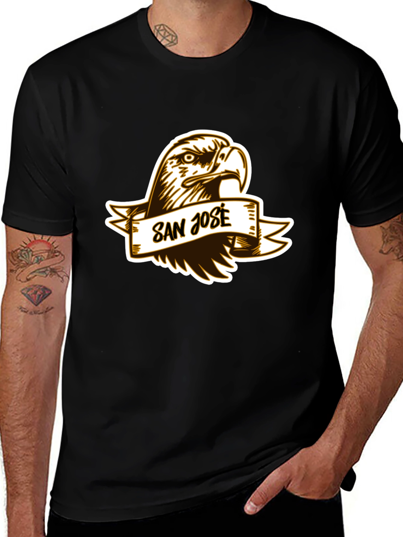 San Jose Eagle Graphic Tee - Classic Black Cotton T-Shirt