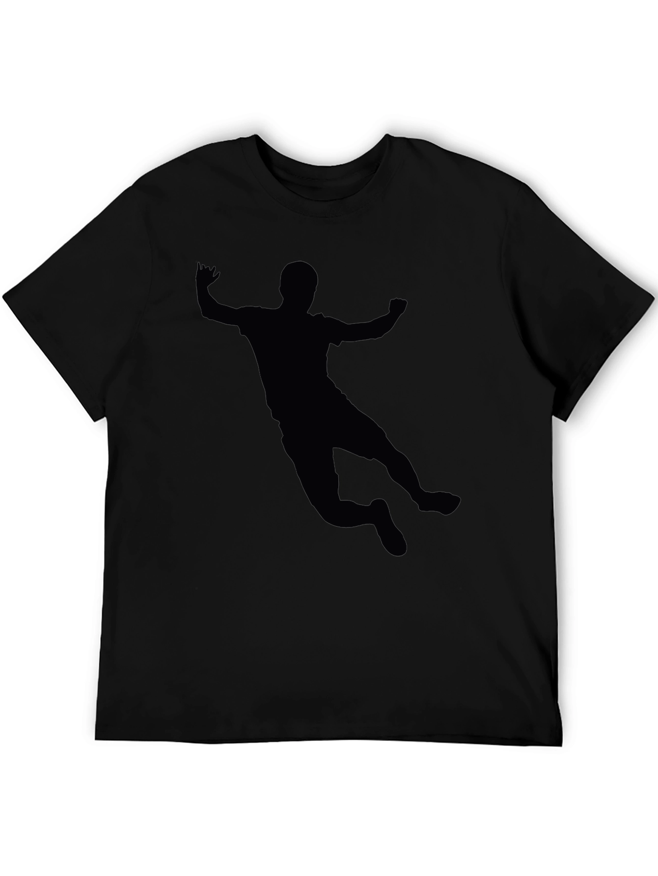 Silhouette Handball Player Graphic T-Shirt - Black