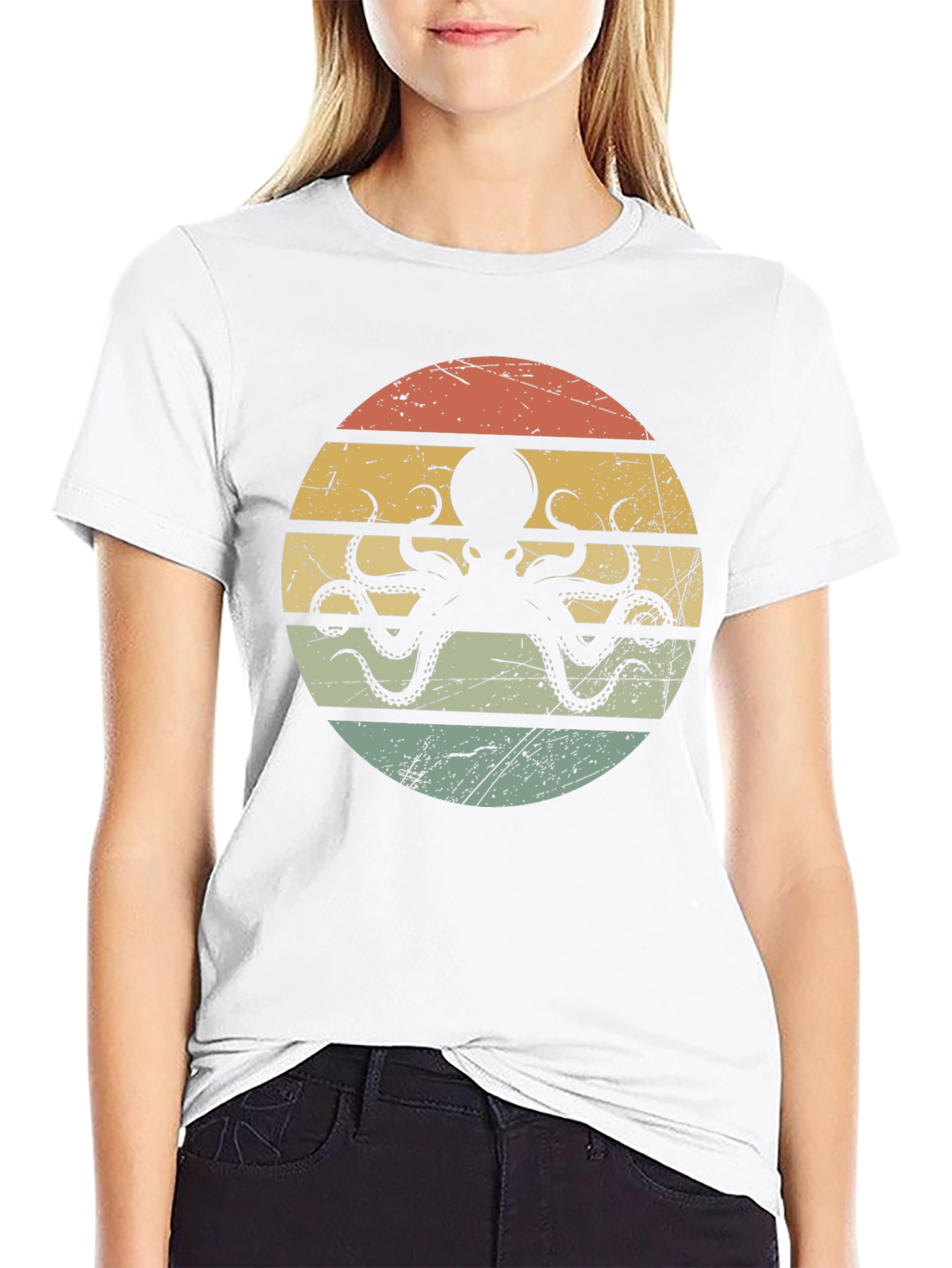 Retro Octopus Sunset T-Shirt