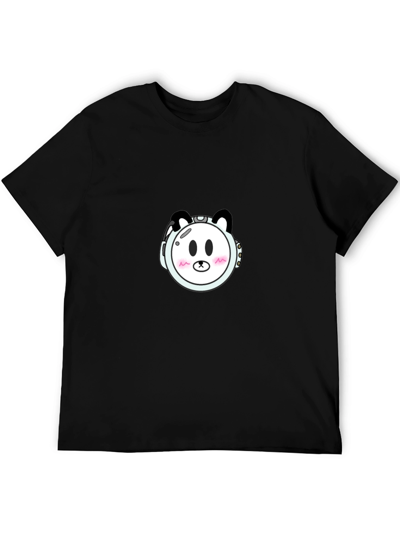 Cute Panda Astronaut Graphic T-Shirt - Black