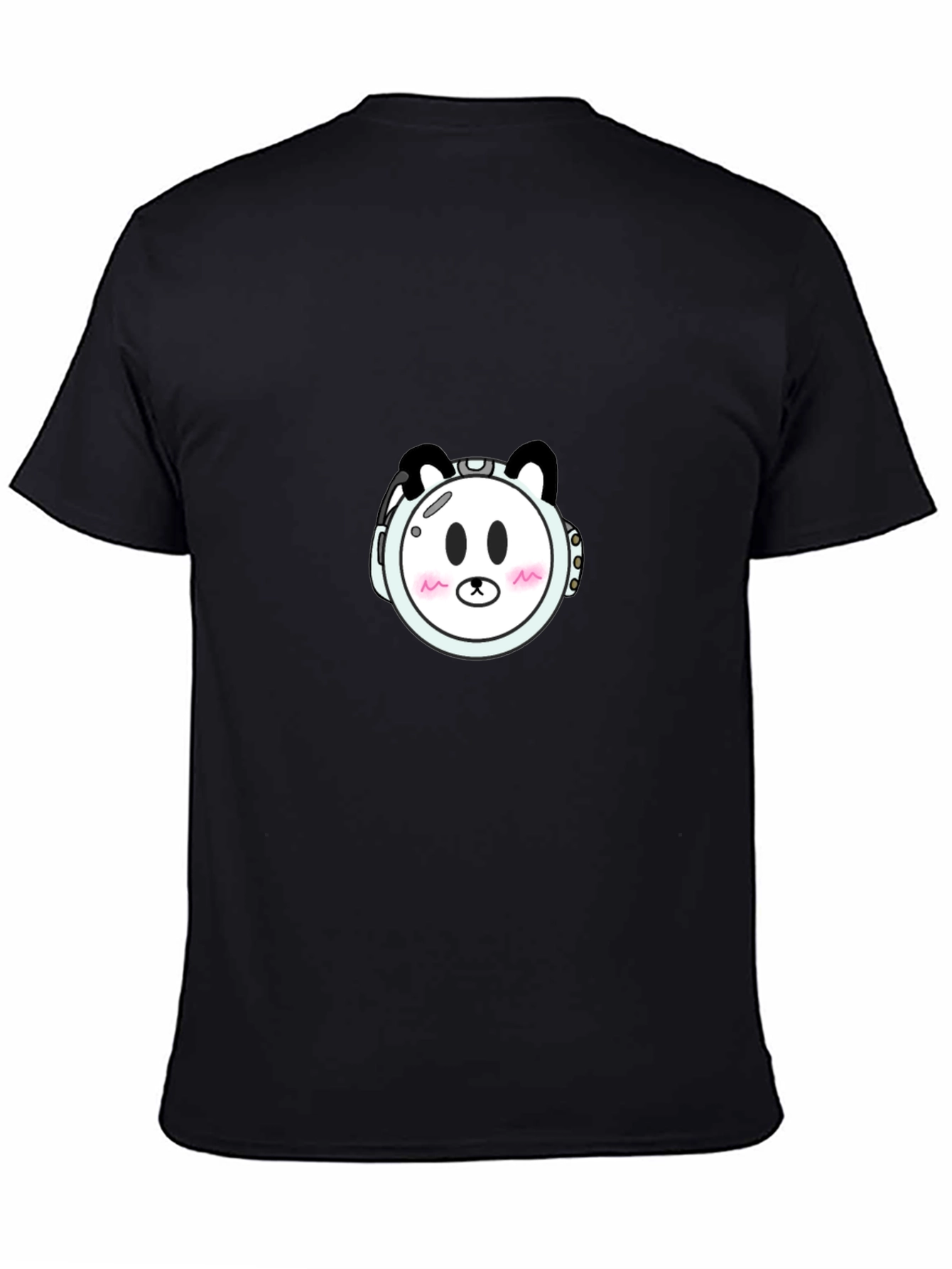 Cute Panda Astronaut Graphic T-Shirt - Black