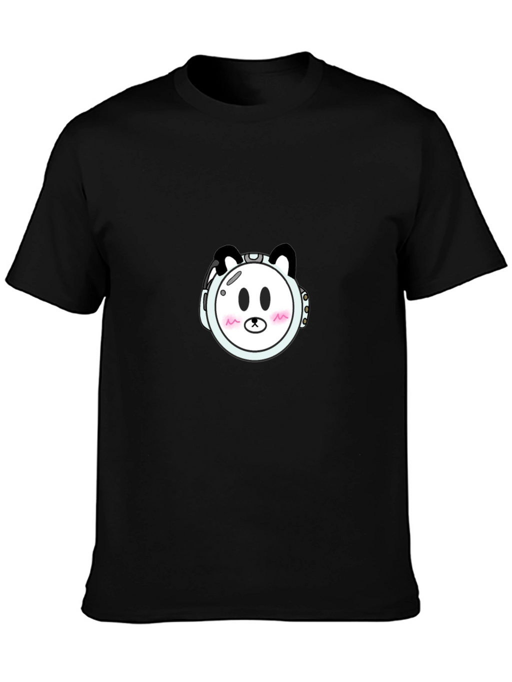 Cute Panda Astronaut Graphic T-Shirt - Black