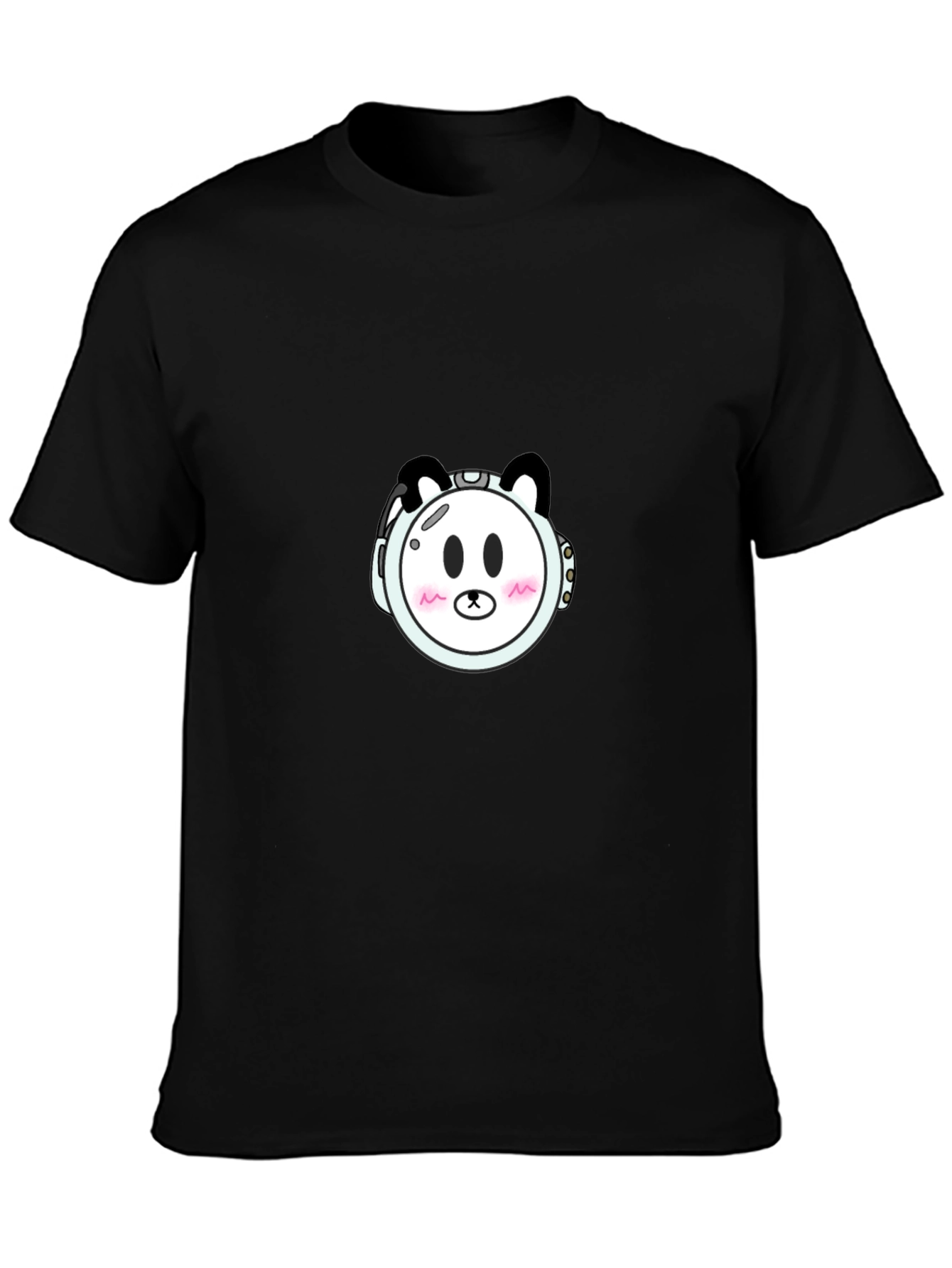 Cute Panda Astronaut Graphic T-Shirt - Black