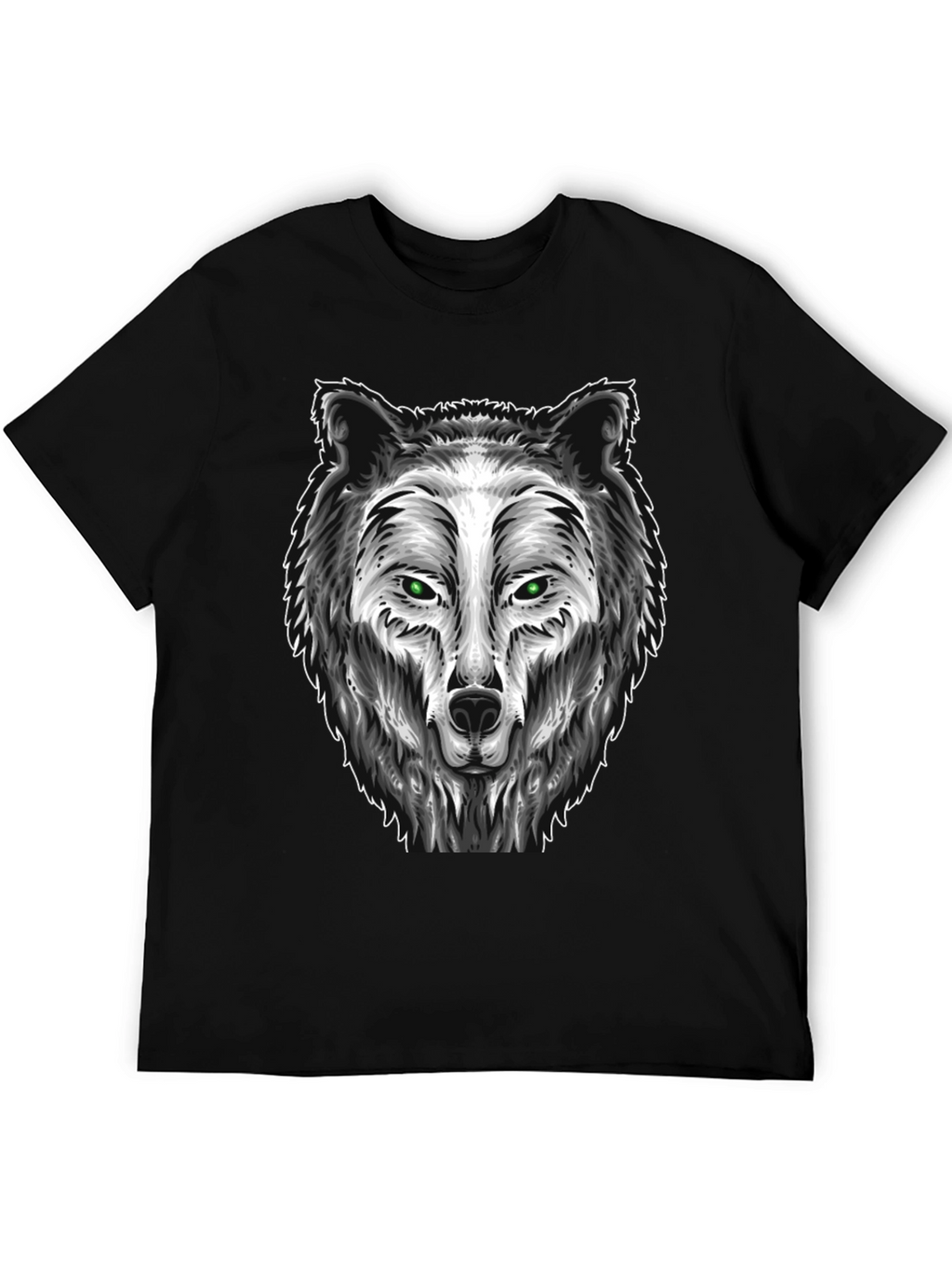 Wolf Graphic Tee - Black Cotton Blend T-Shirt
