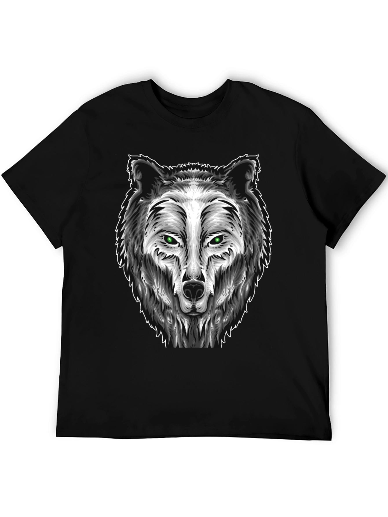 Wolf Graphic Tee - Black Cotton Blend T-Shirt