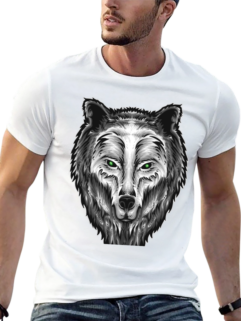 Wolf Graphic Tee - Black Cotton Blend T-Shirt