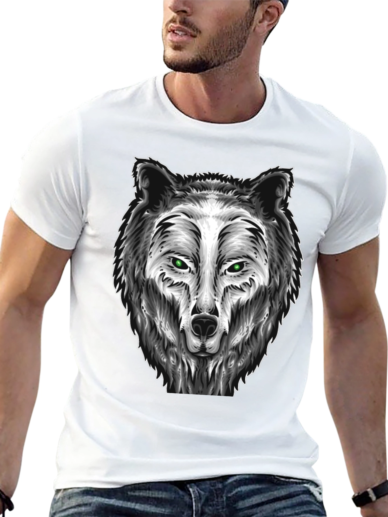 Wolf Graphic Tee - Black Cotton Blend T-Shirt