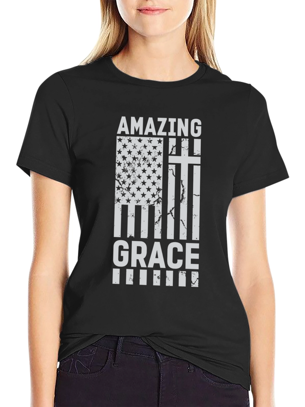 Amazing Grace Christian USA Flag T-Shirt