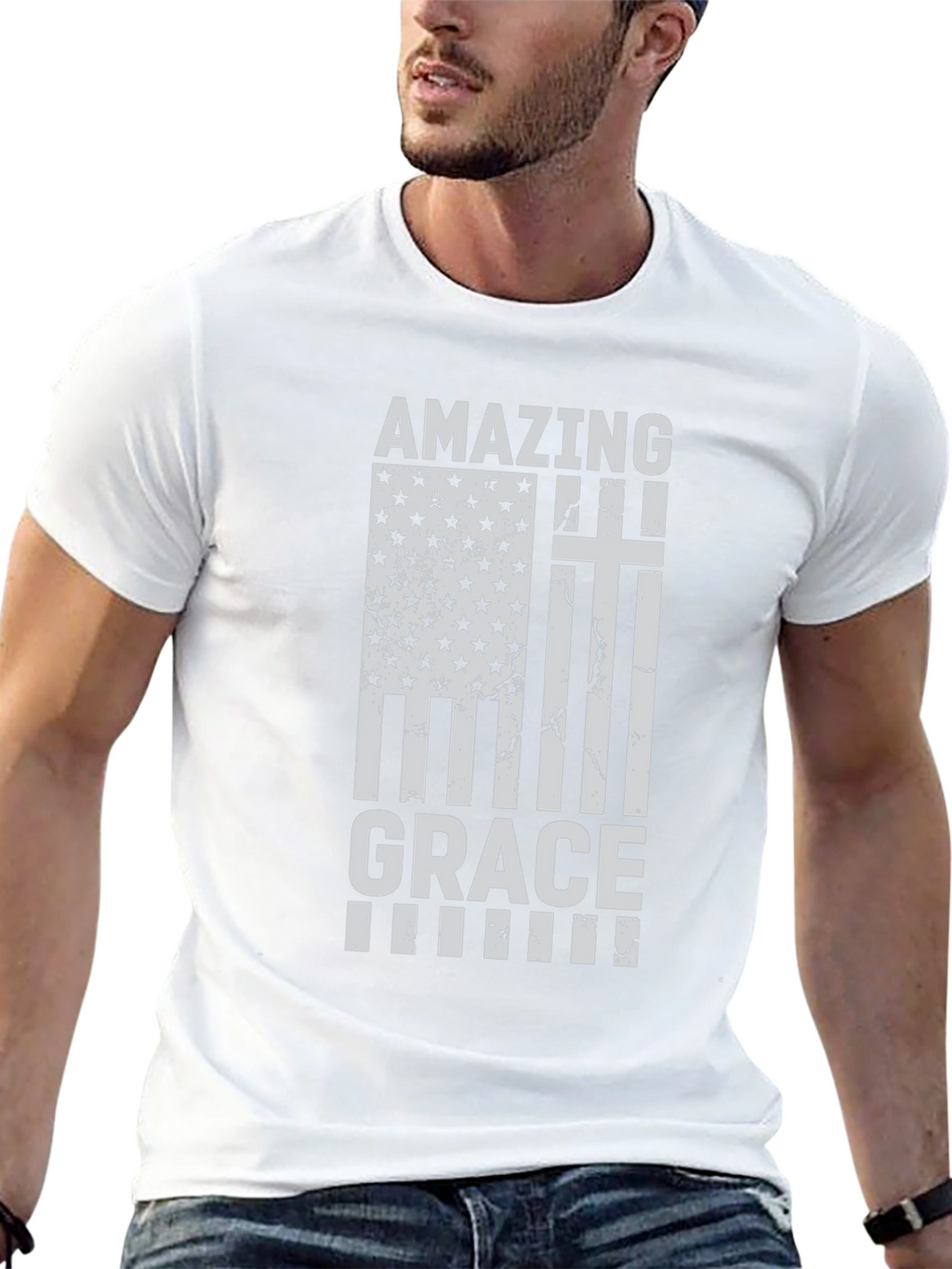 Amazing Grace Christian USA Flag T-Shirt