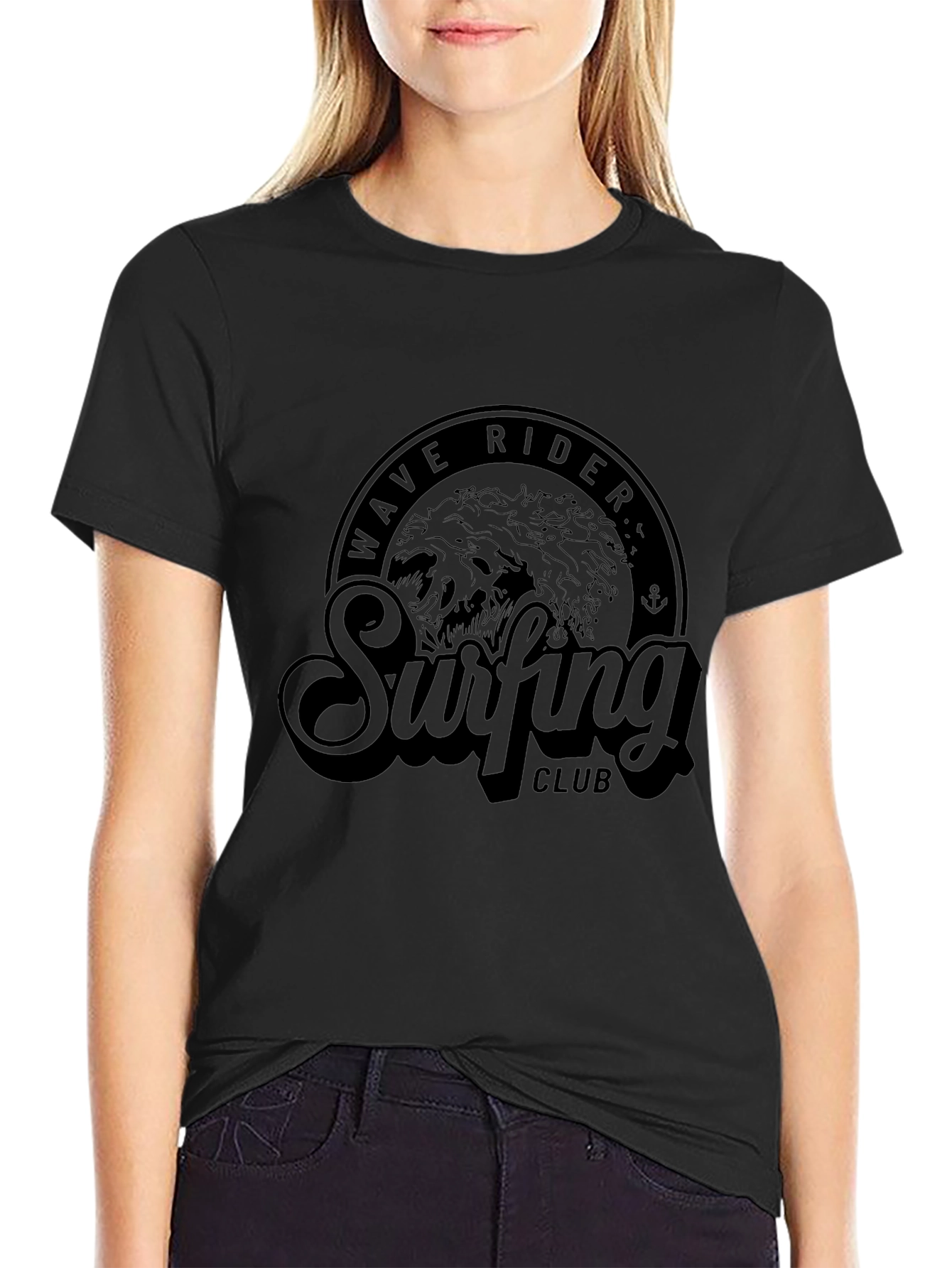 Wave Rider Surfing Club T-Shirt - Black