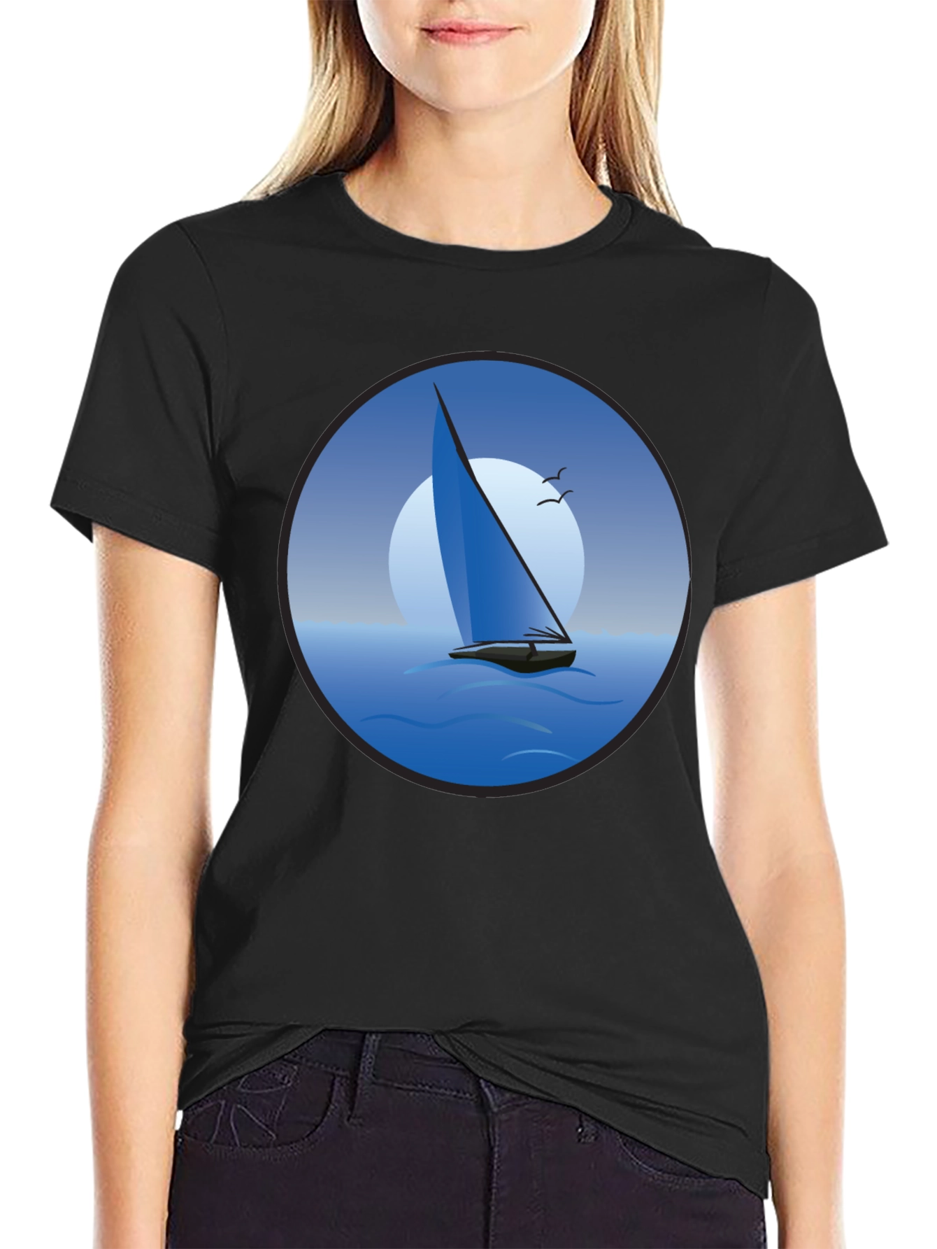 Sailboat Graphic Black T-Shirt