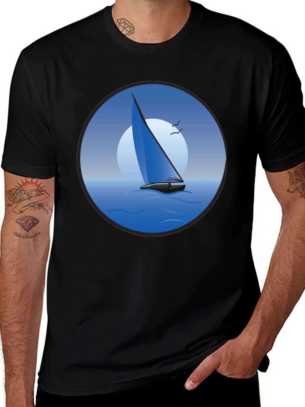Sailboat Graphic Black T-Shirt