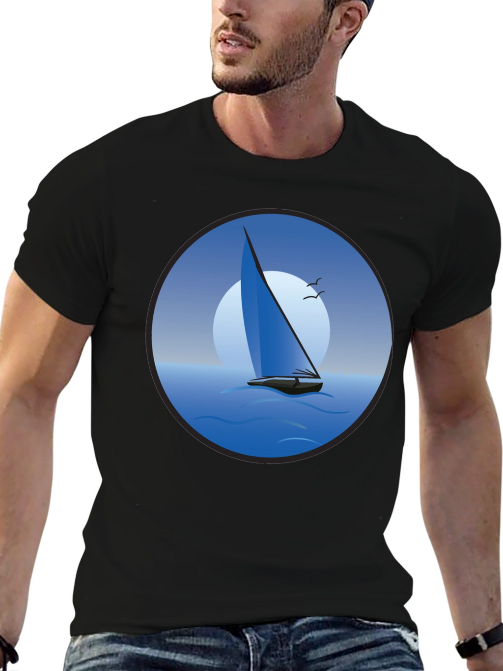 Sailboat Graphic Black T-Shirt