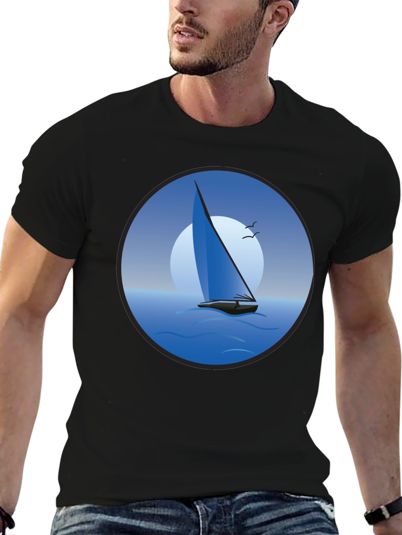 Sailboat Graphic Black T-Shirt