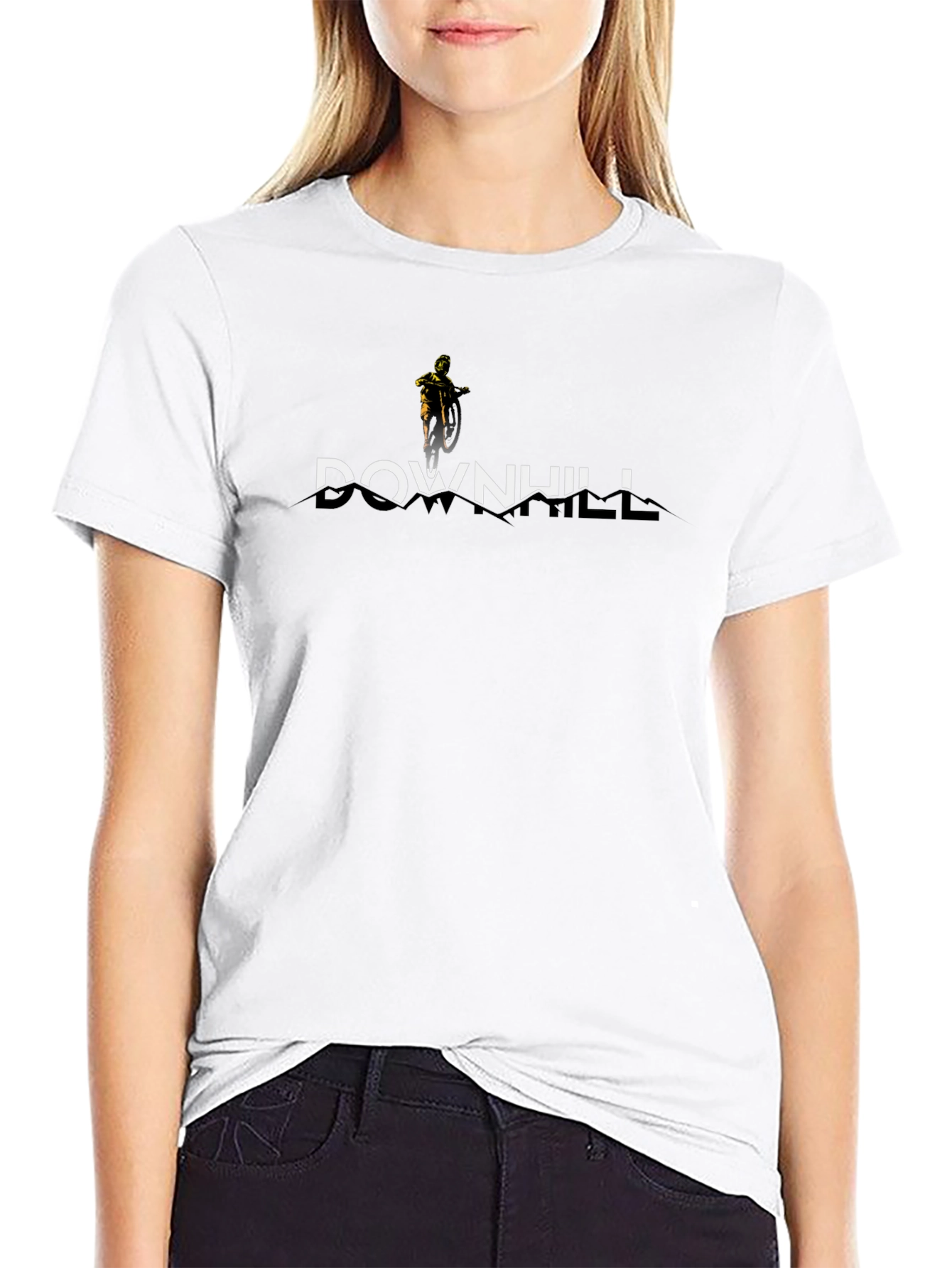 Downhill Mountain Biker Graphic Tee - Black