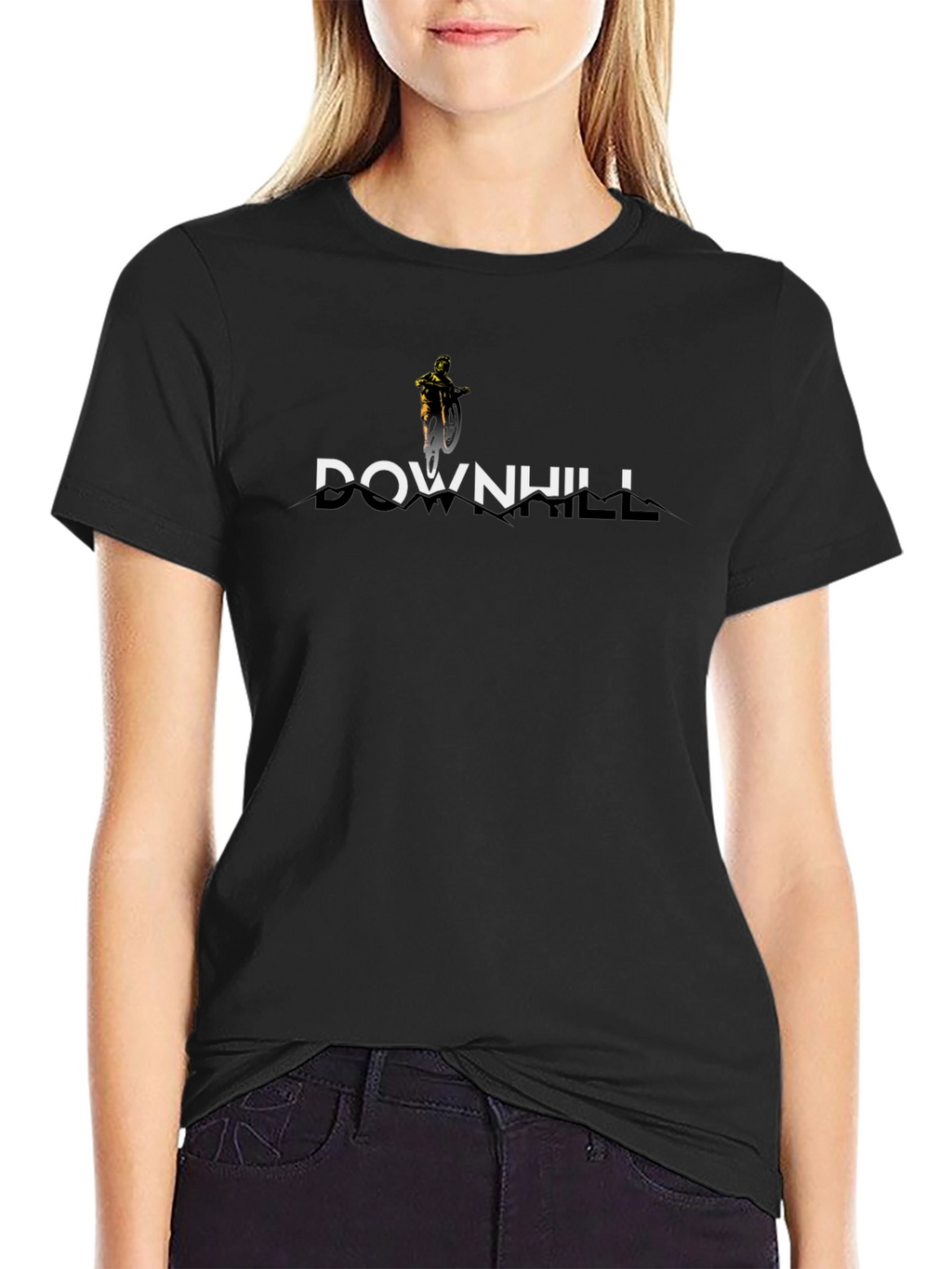 Downhill Mountain Biker Graphic Tee - Black