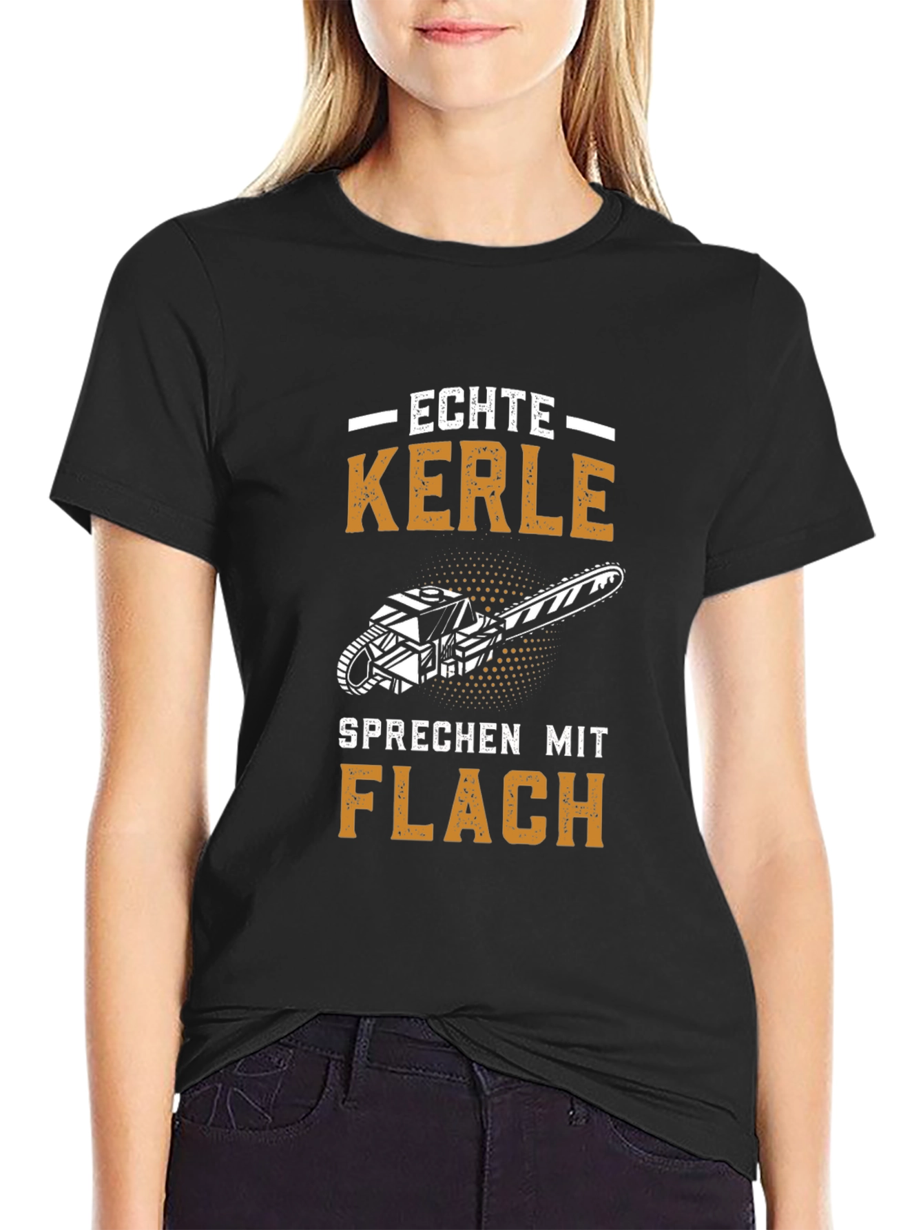 Echte Kerle T-Shirt | Chainsaw Graphic Tee | Mens Black Cotton Shirt