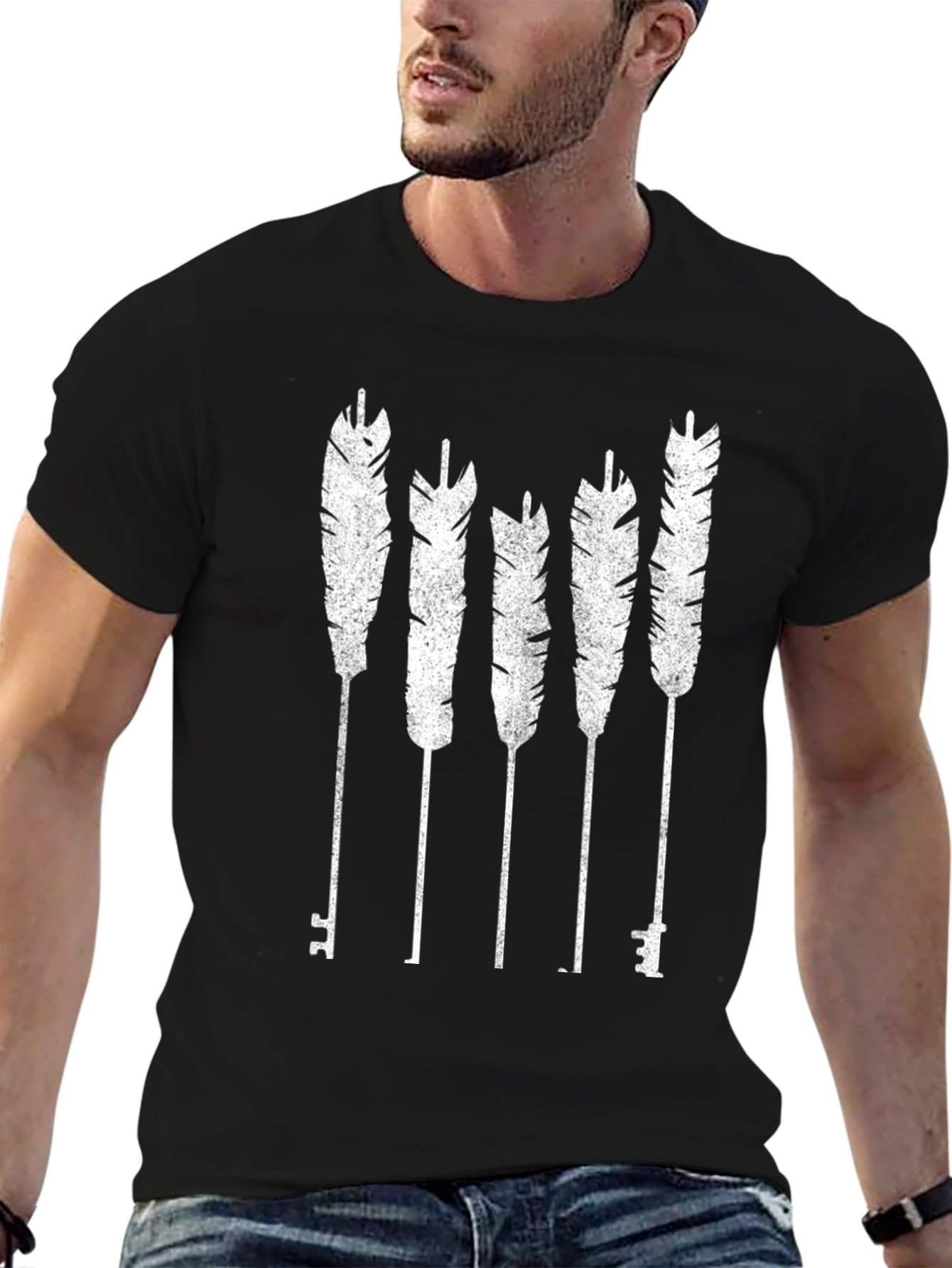 Feather & Key Graphic T-Shirt
