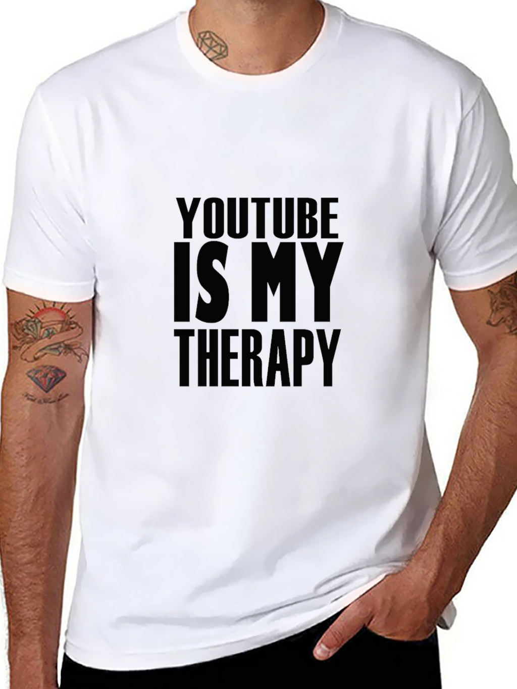YouTube Is My Therapy Graphic T-Shirt - Black