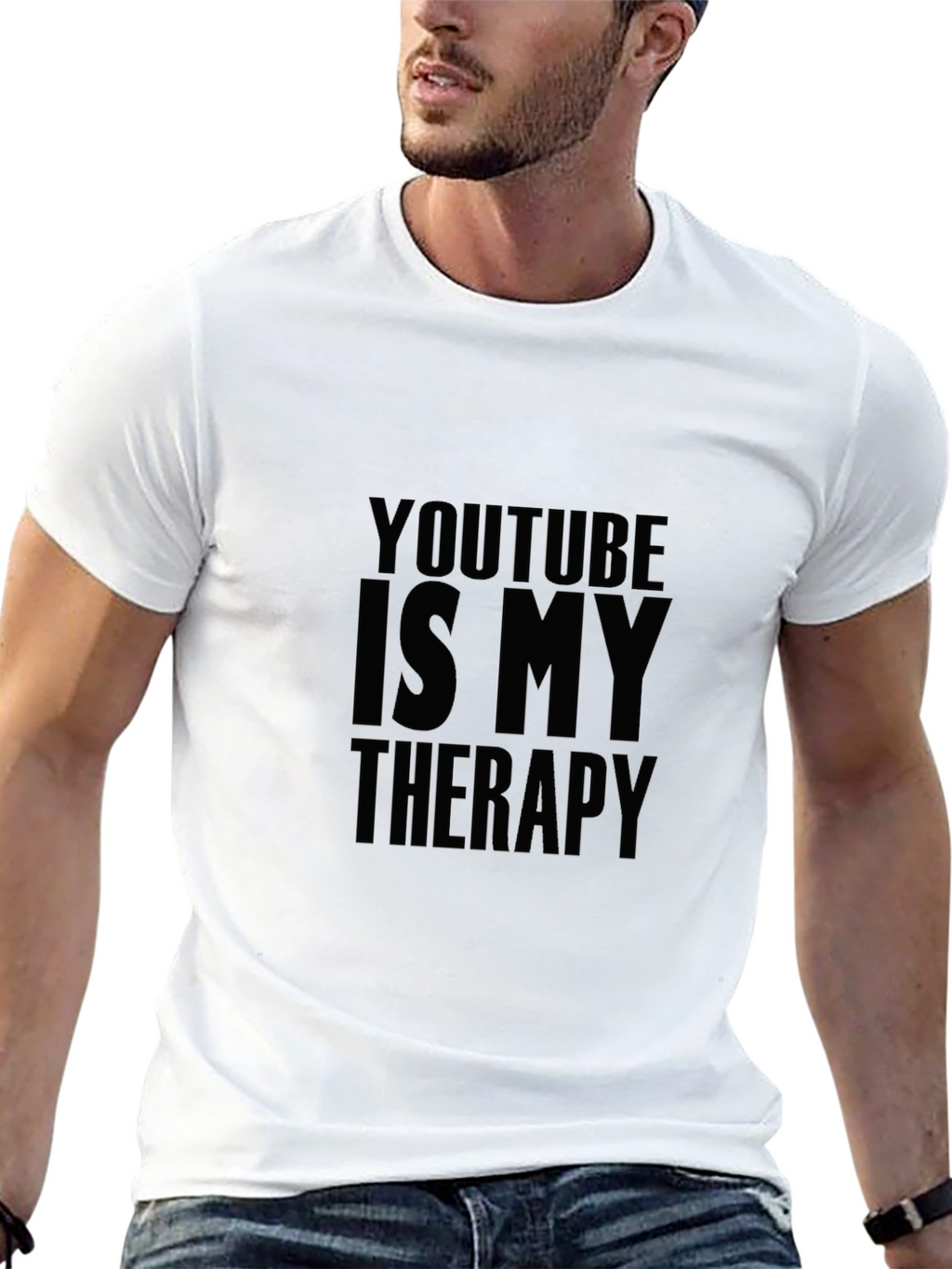 YouTube Is My Therapy Graphic T-Shirt - Black