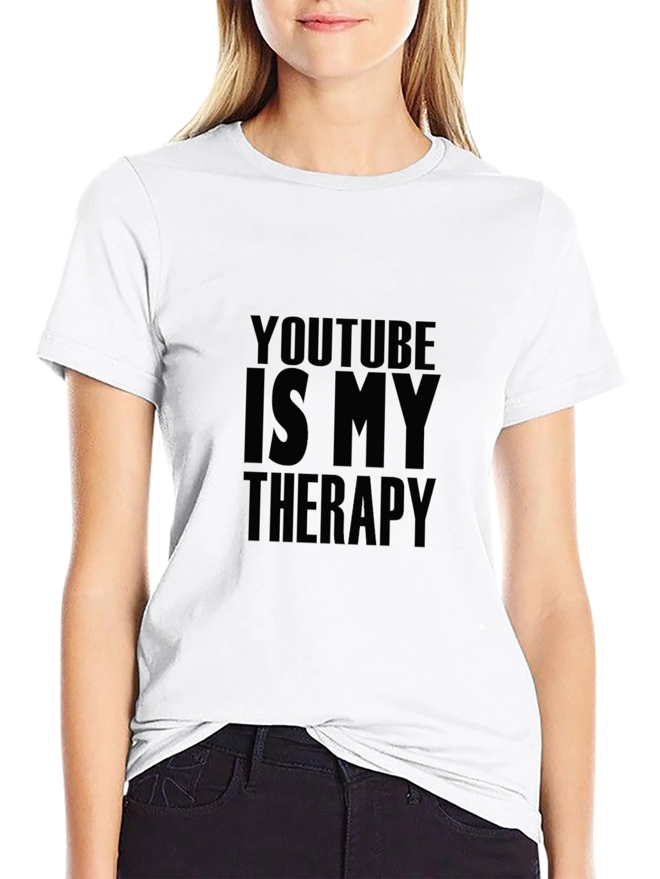 YouTube Is My Therapy Graphic T-Shirt - Black