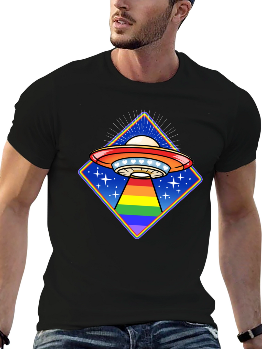 Rainbow Alien UFO T-Shirt