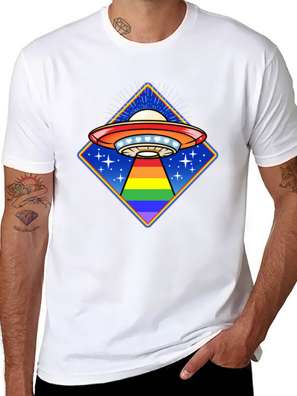 Rainbow Alien UFO T-Shirt
