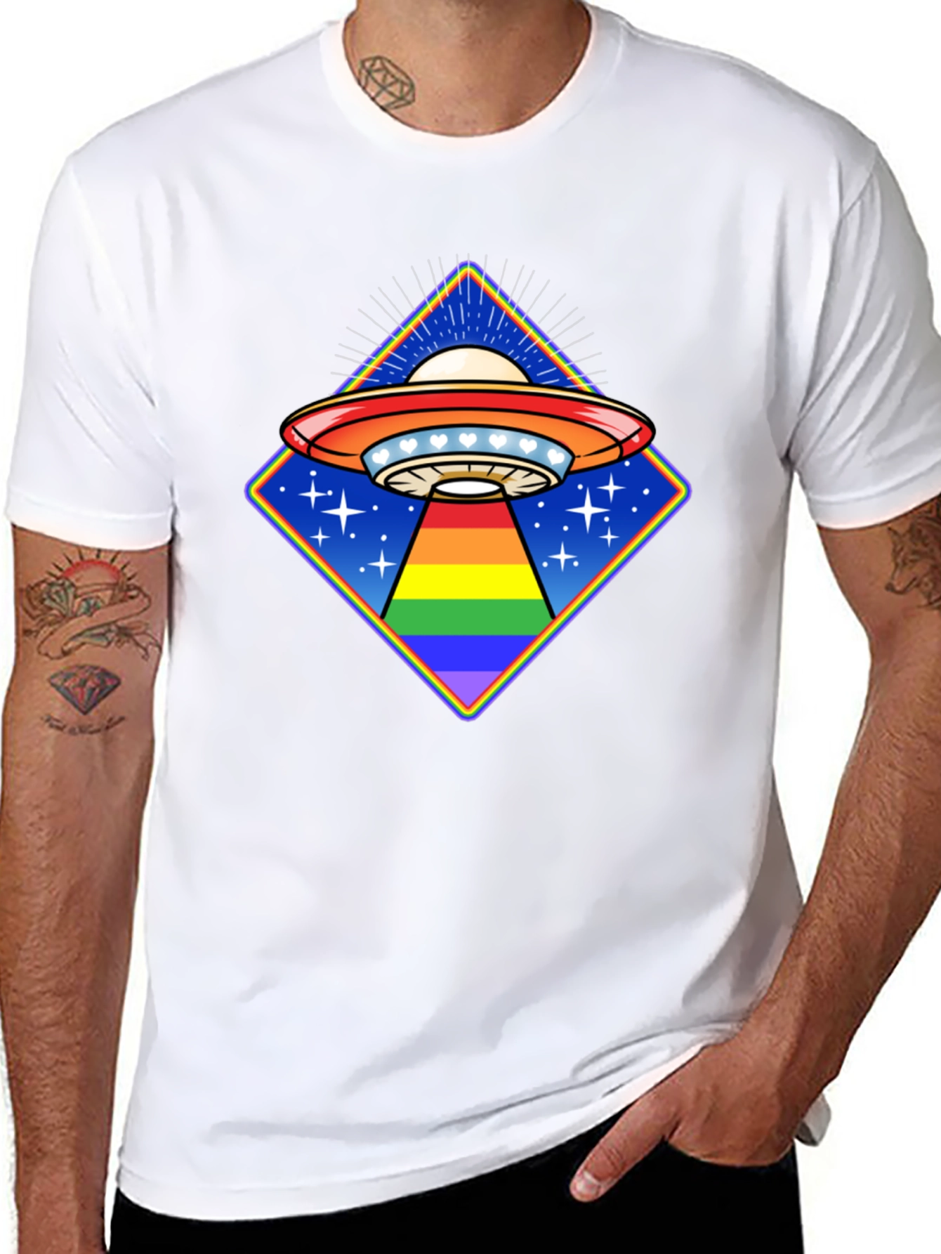 Rainbow Alien UFO T-Shirt