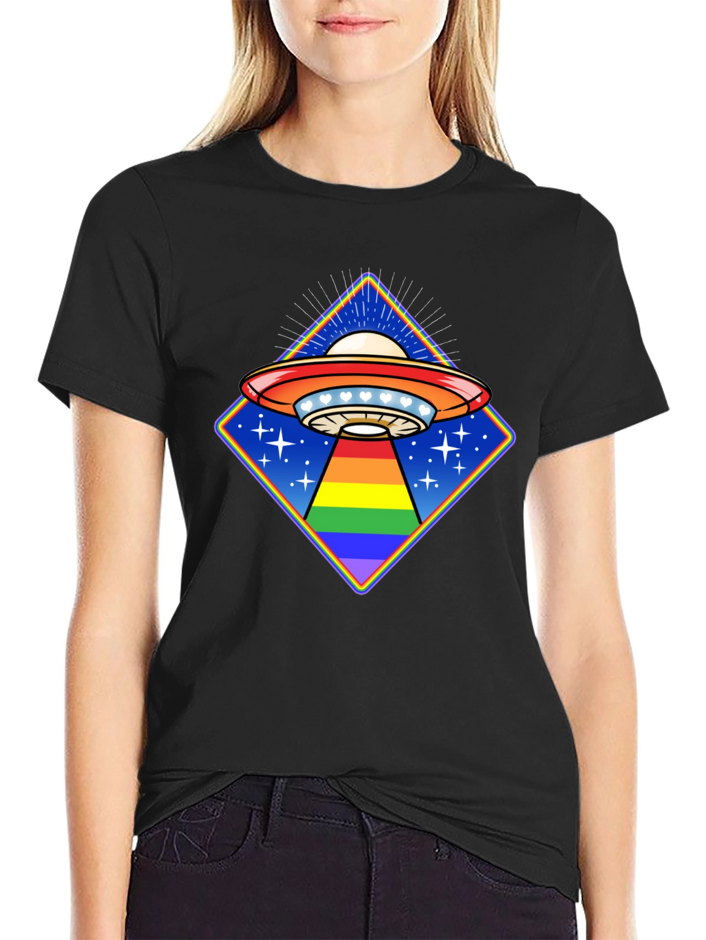 Rainbow Alien UFO T-Shirt