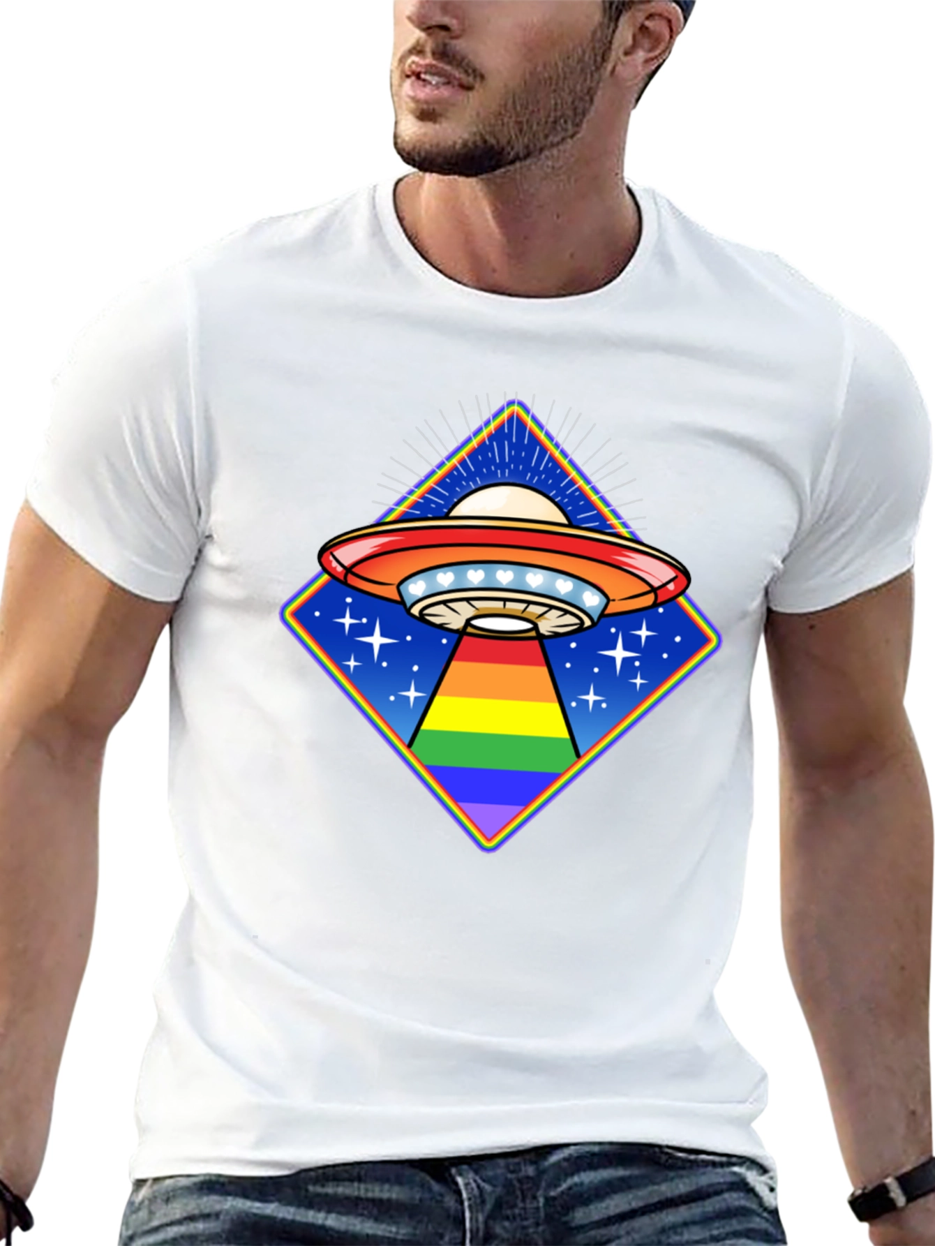 Rainbow Alien UFO T-Shirt
