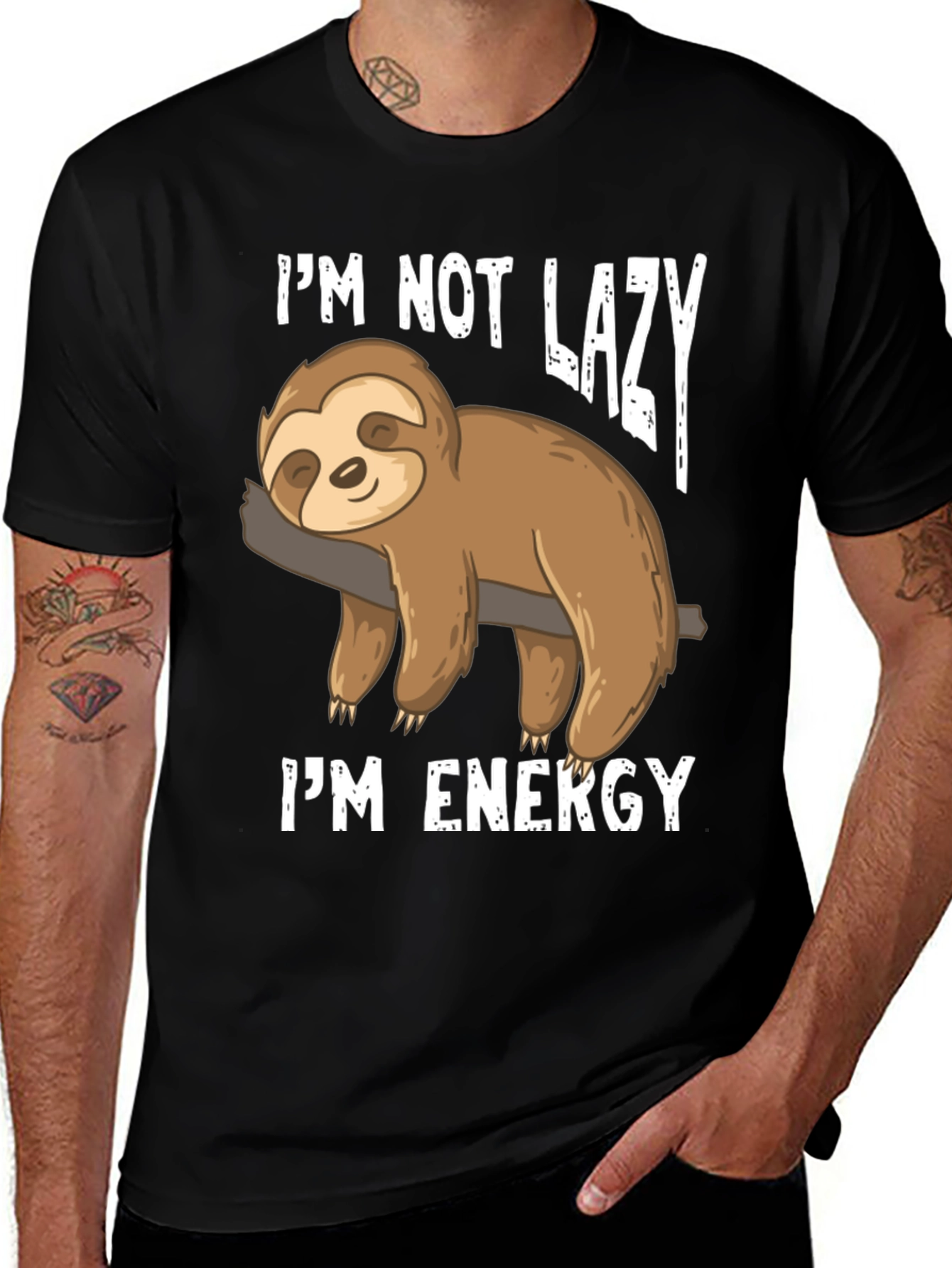 Lazy Sloth Energy T-Shirt - Funny Graphic Tee