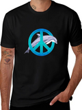 Dolphin Peace Sign Black T-Shirt