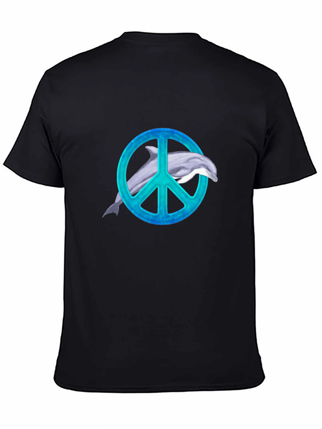 Dolphin Peace Sign Black T-Shirt