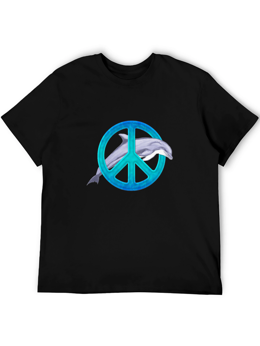 Dolphin Peace Sign Black T-Shirt