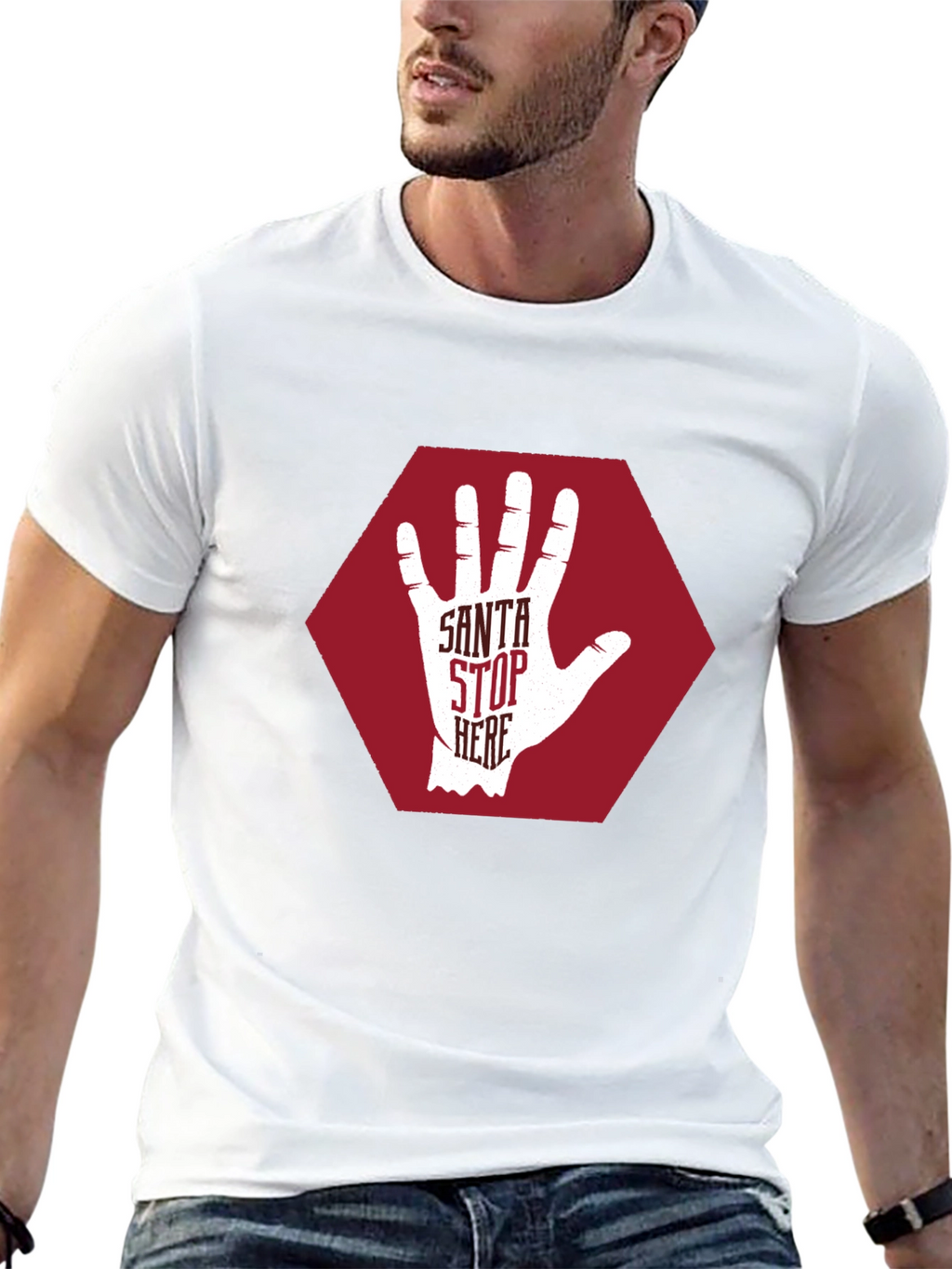 Santa Stop Here Graphic T-Shirt