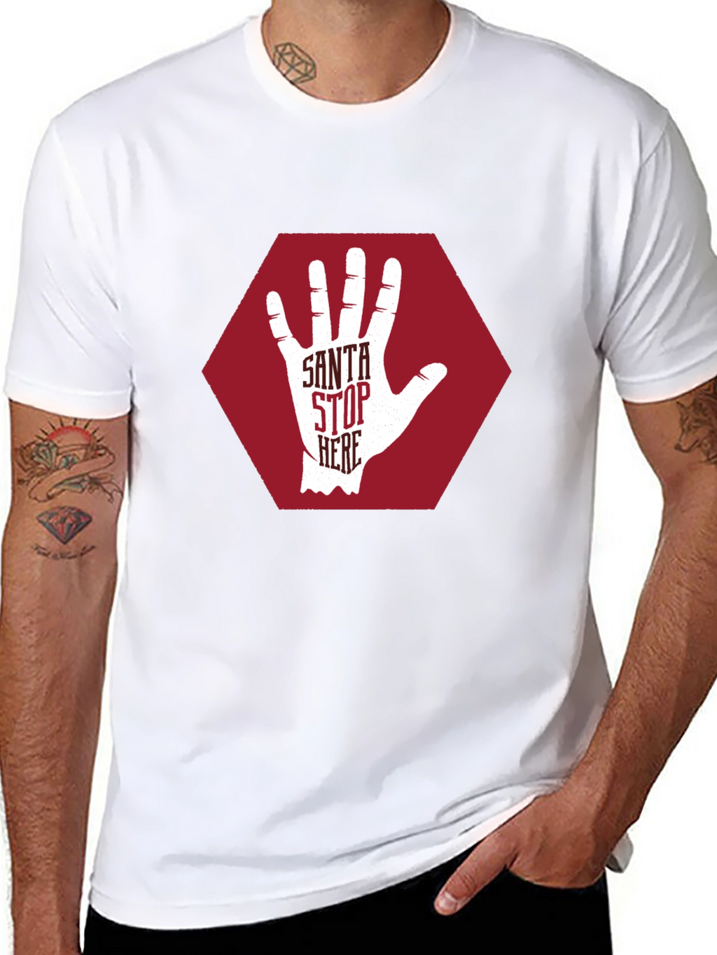 Santa Stop Here Graphic T-Shirt