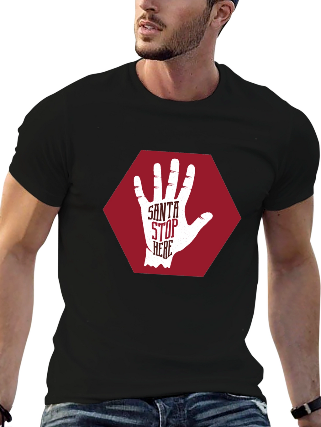 Santa Stop Here Graphic T-Shirt