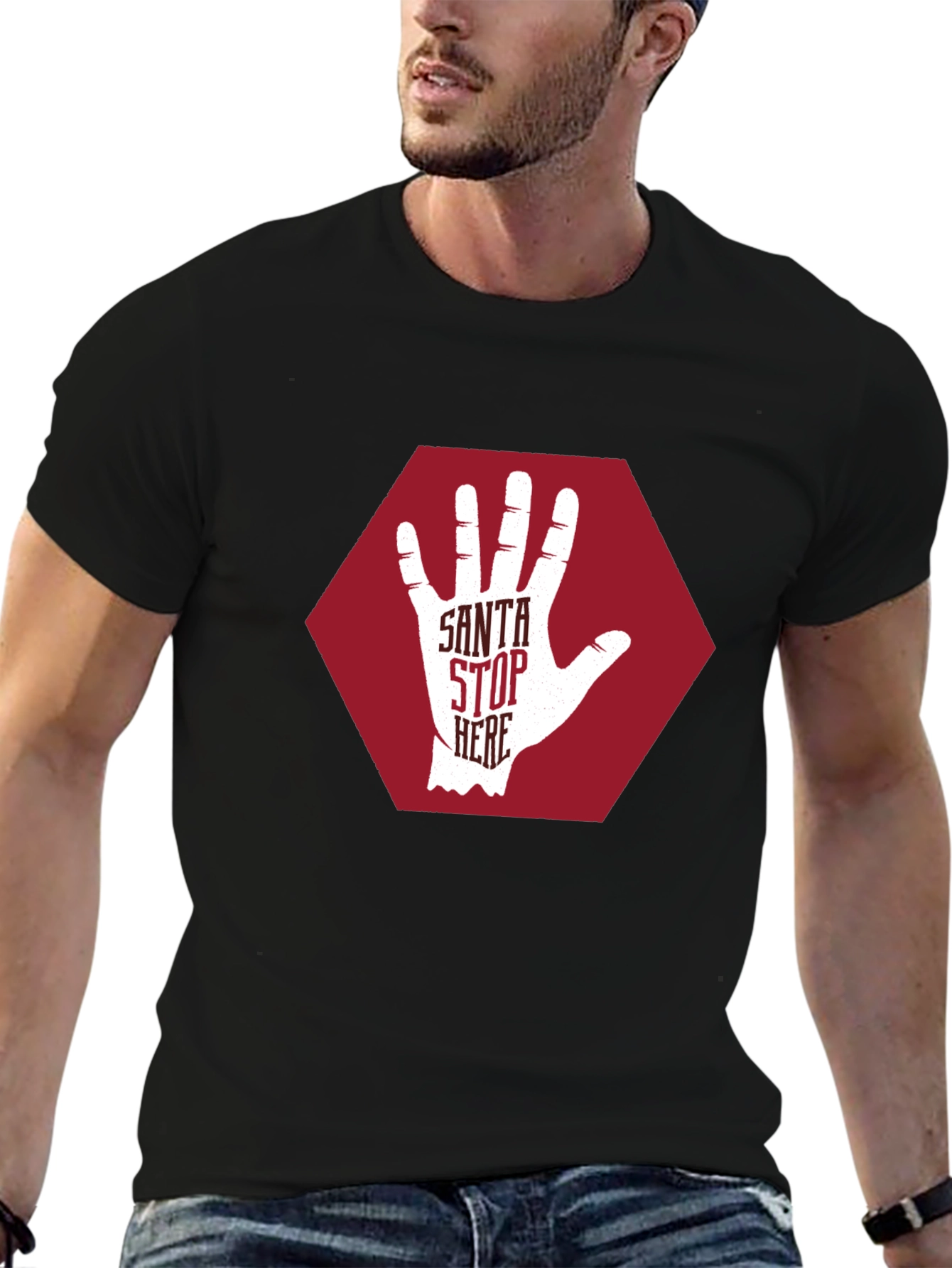 Santa Stop Here Graphic T-Shirt