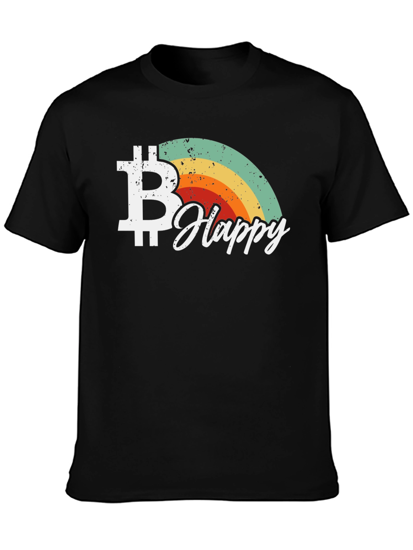Bitcoin Happy Retro Style Black T-Shirt