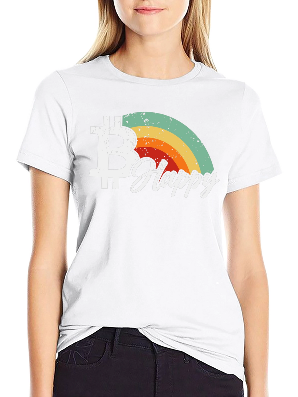 Bitcoin Happy Retro Style Black T-Shirt