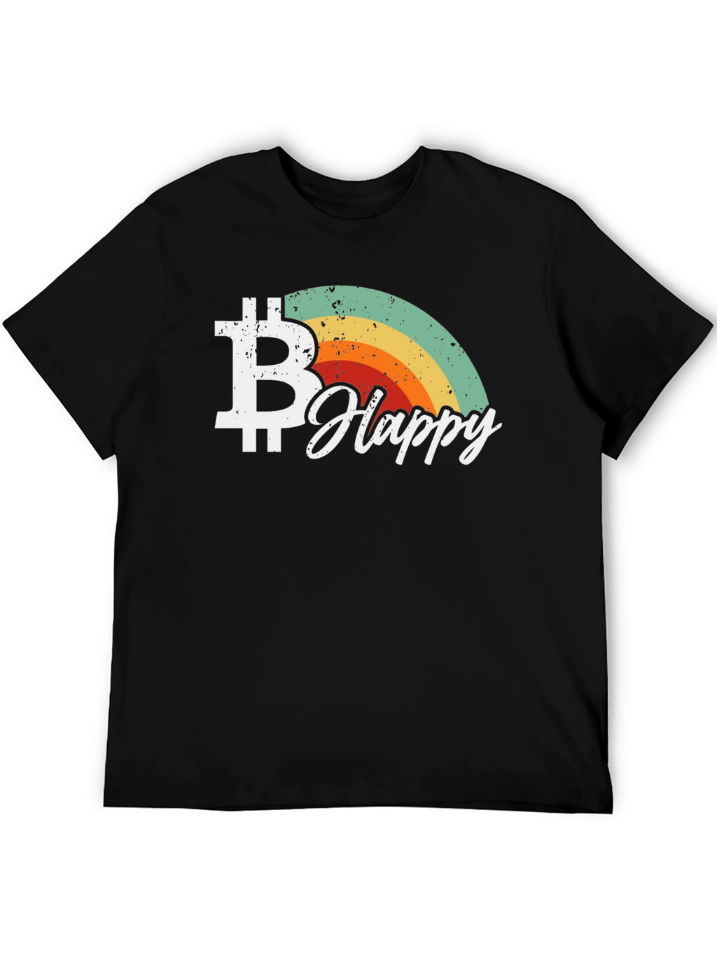 Bitcoin Happy Retro Style Black T-Shirt
