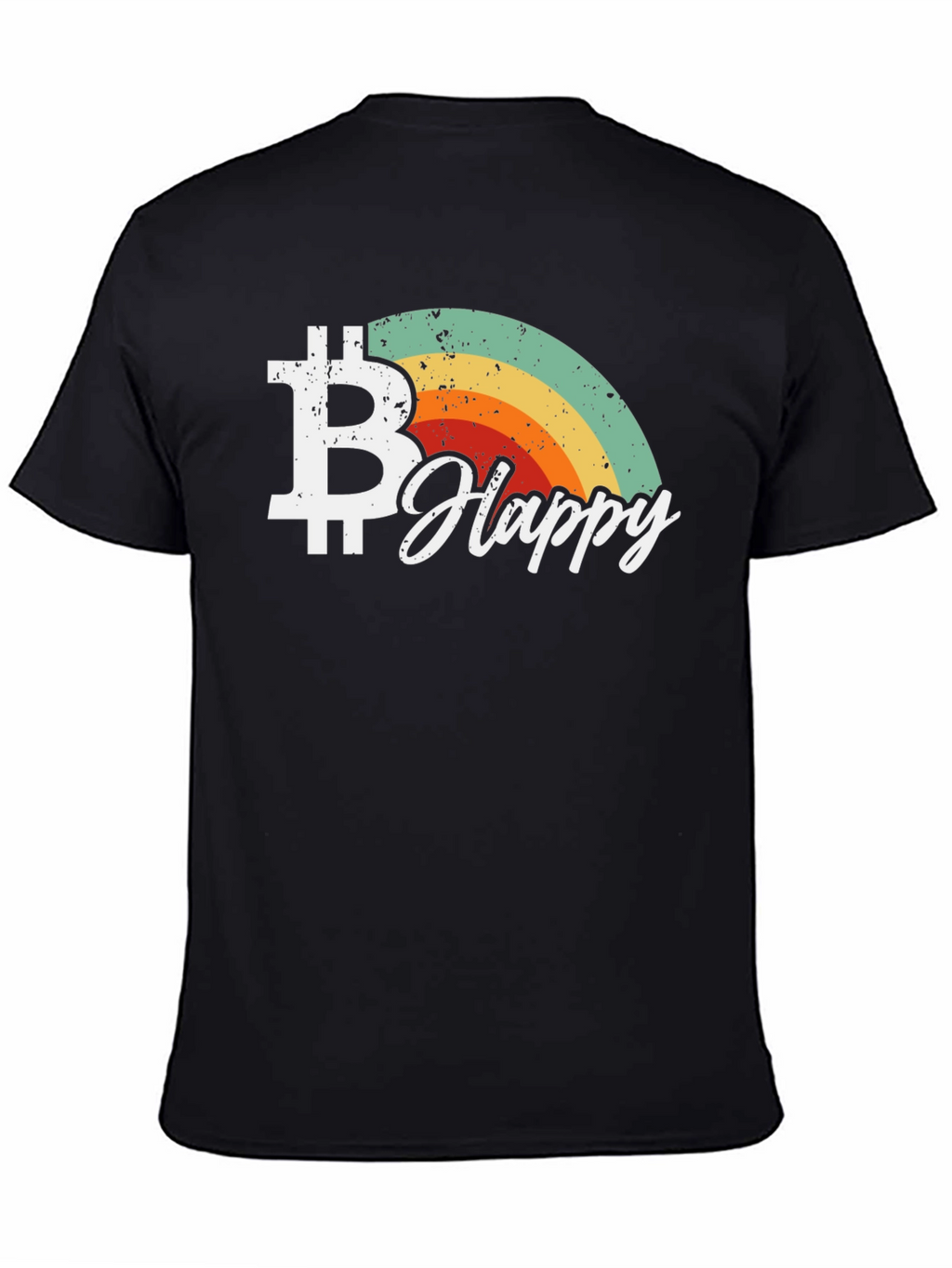 Bitcoin Happy Retro Style Black T-Shirt
