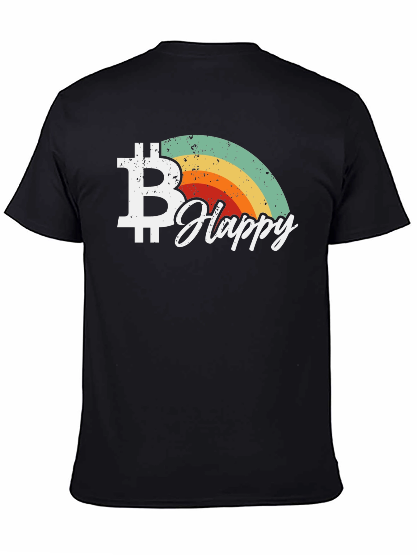 Bitcoin Happy Retro Style Black T-Shirt